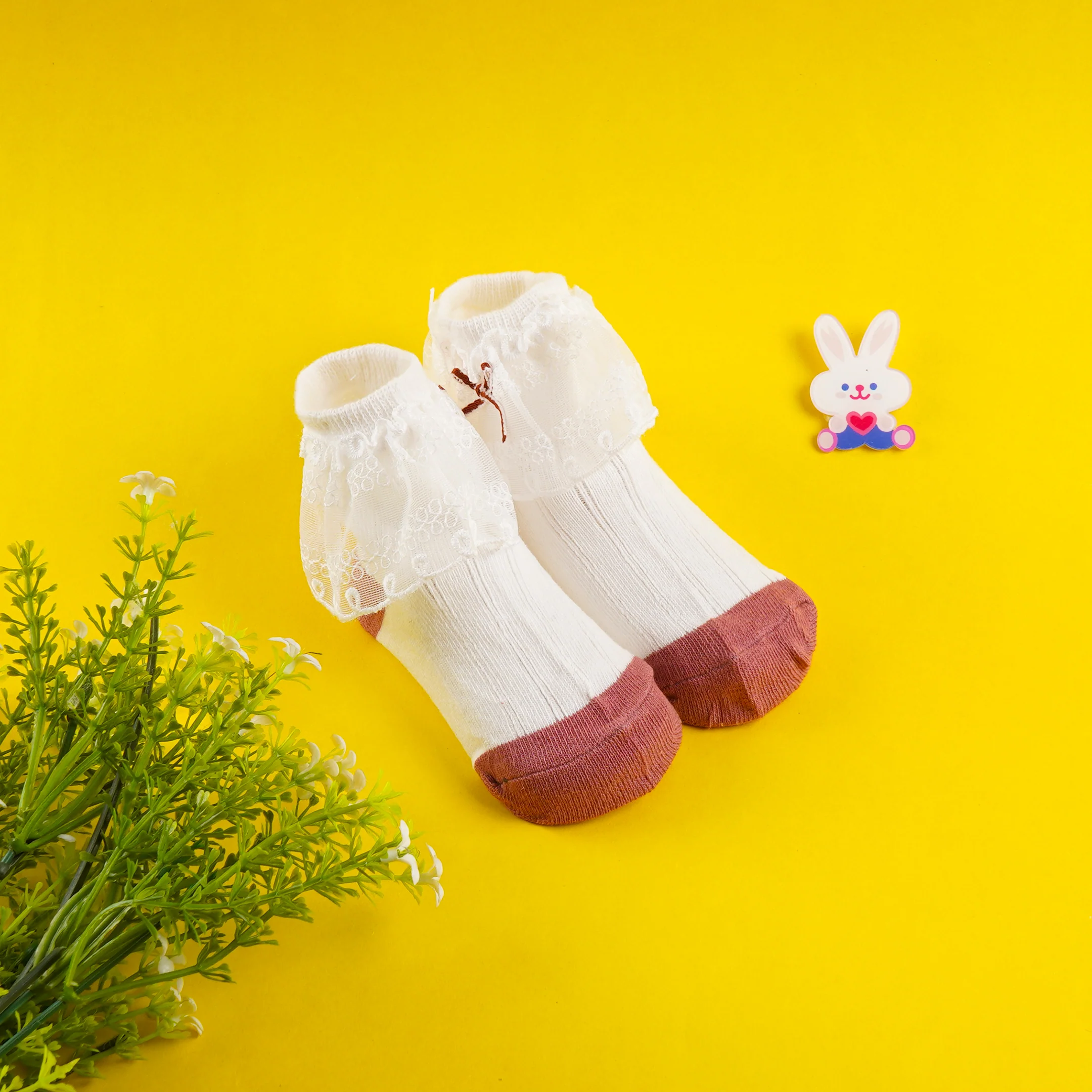 Baby Frill Socks Maroon - Sunshine - Image 2