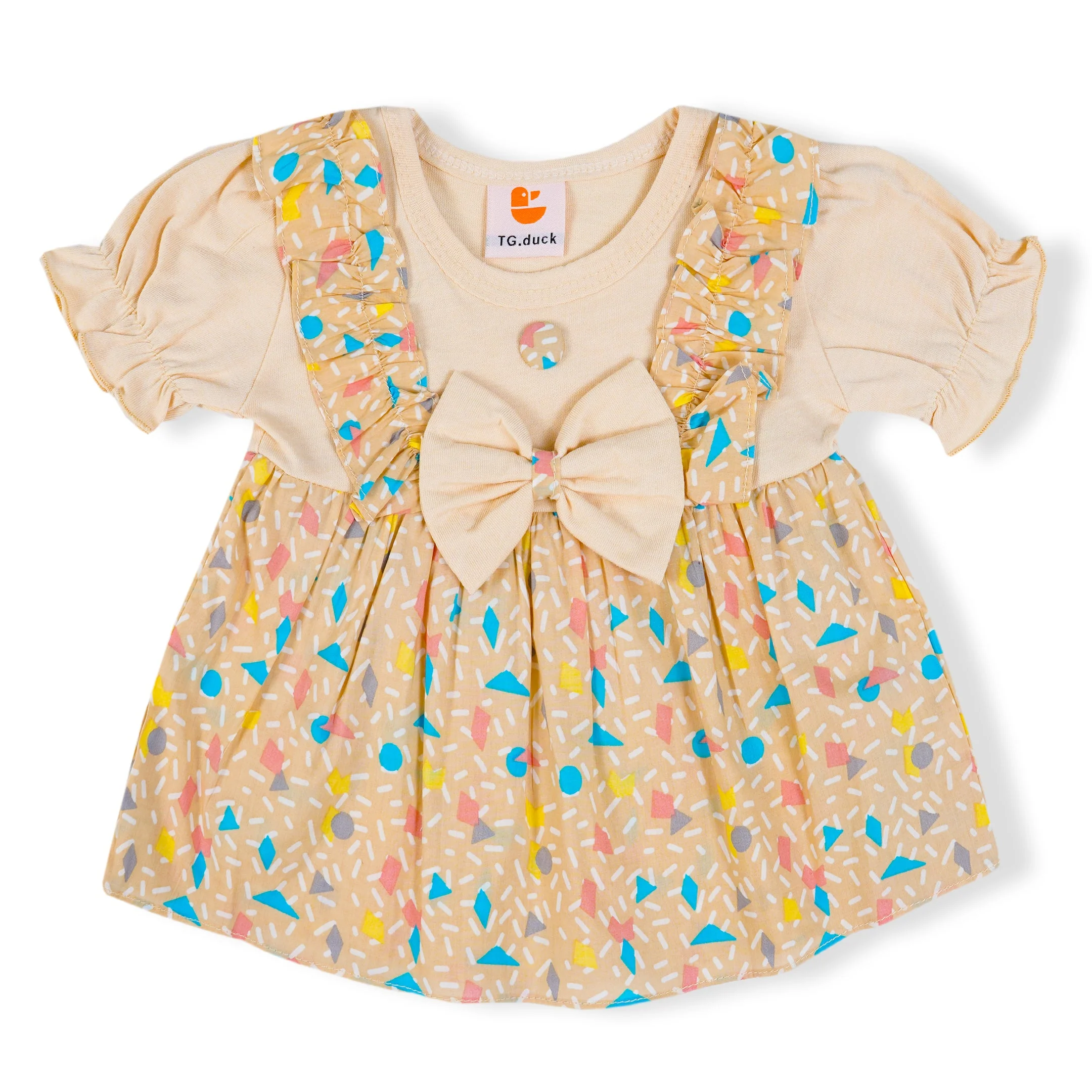 Baby Frock & Short Set Flowers Beige - Sunshine - Image 4