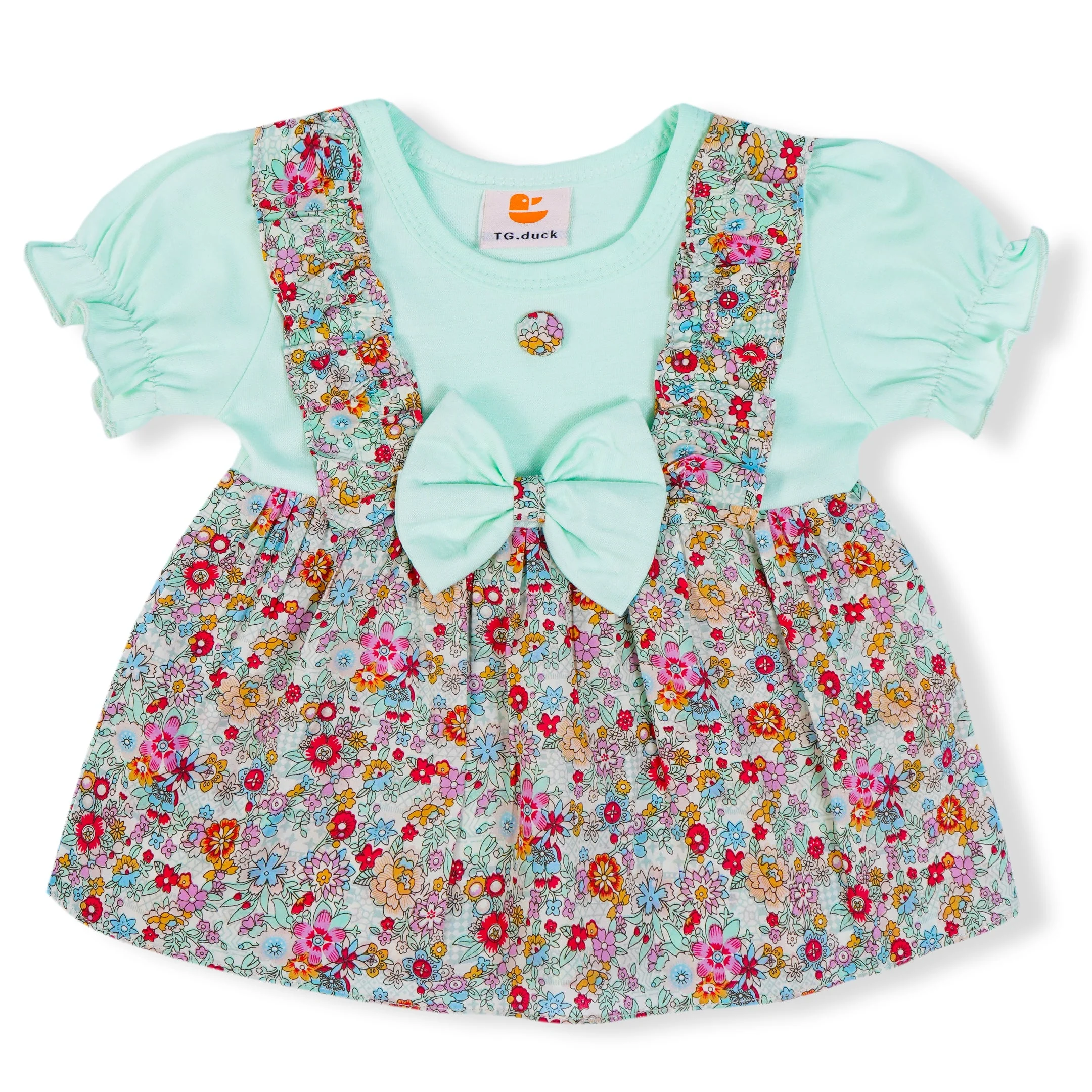Baby Frock & Short Set Flowers Green - Sunshine - Image 4