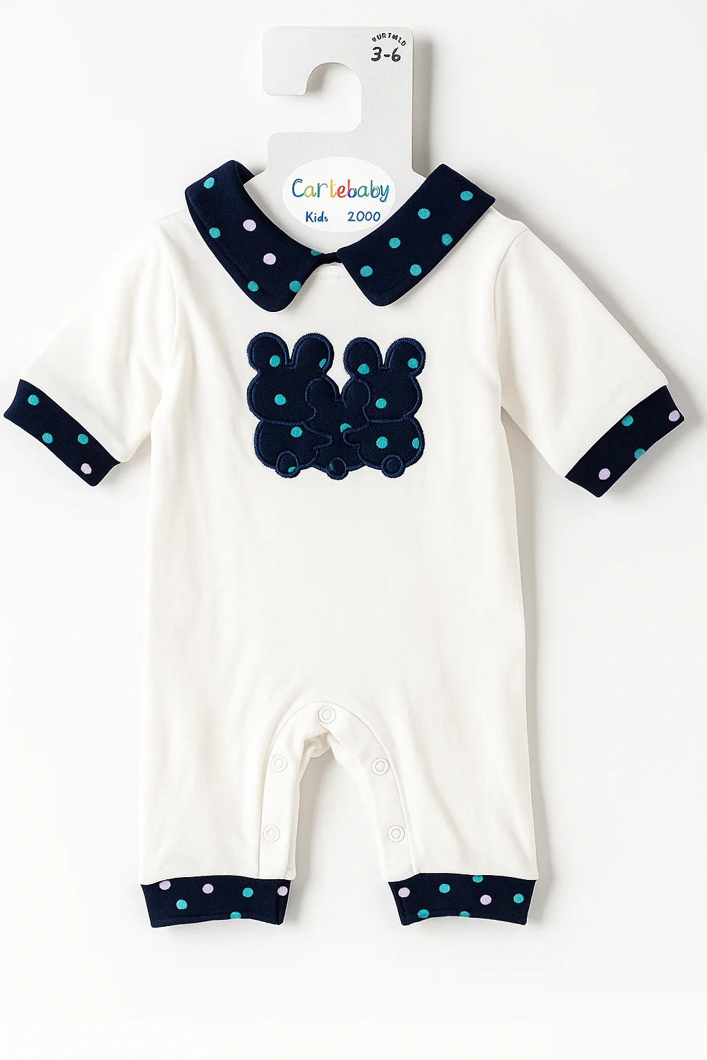 Baby Full-Body Cotton Romper Bunny Navy Blue - Sunshine