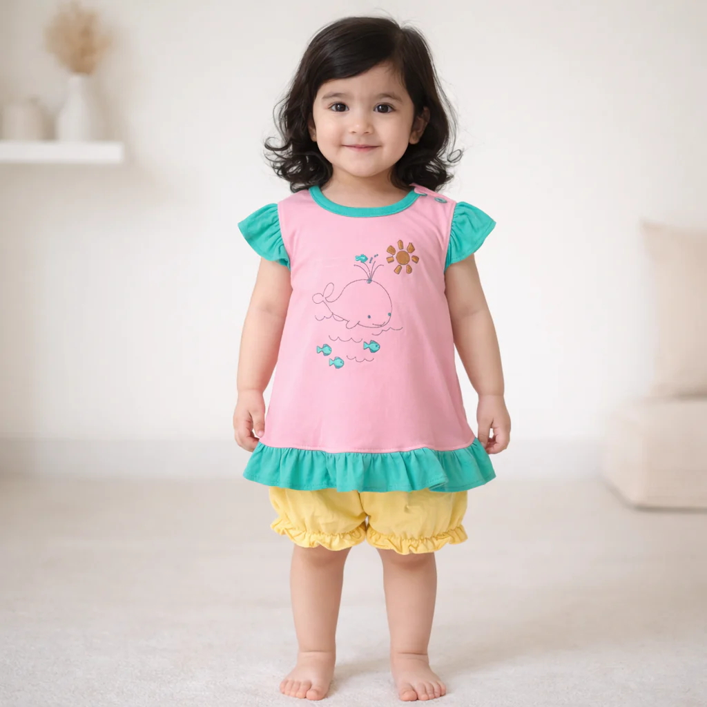 Baby Girl Frock Set Dolphin Pink - Sunshine - Image 2