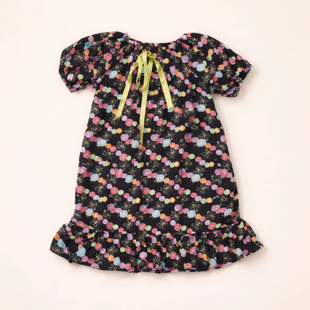 Baby Girl Frock Set Flower Black - Sunshine