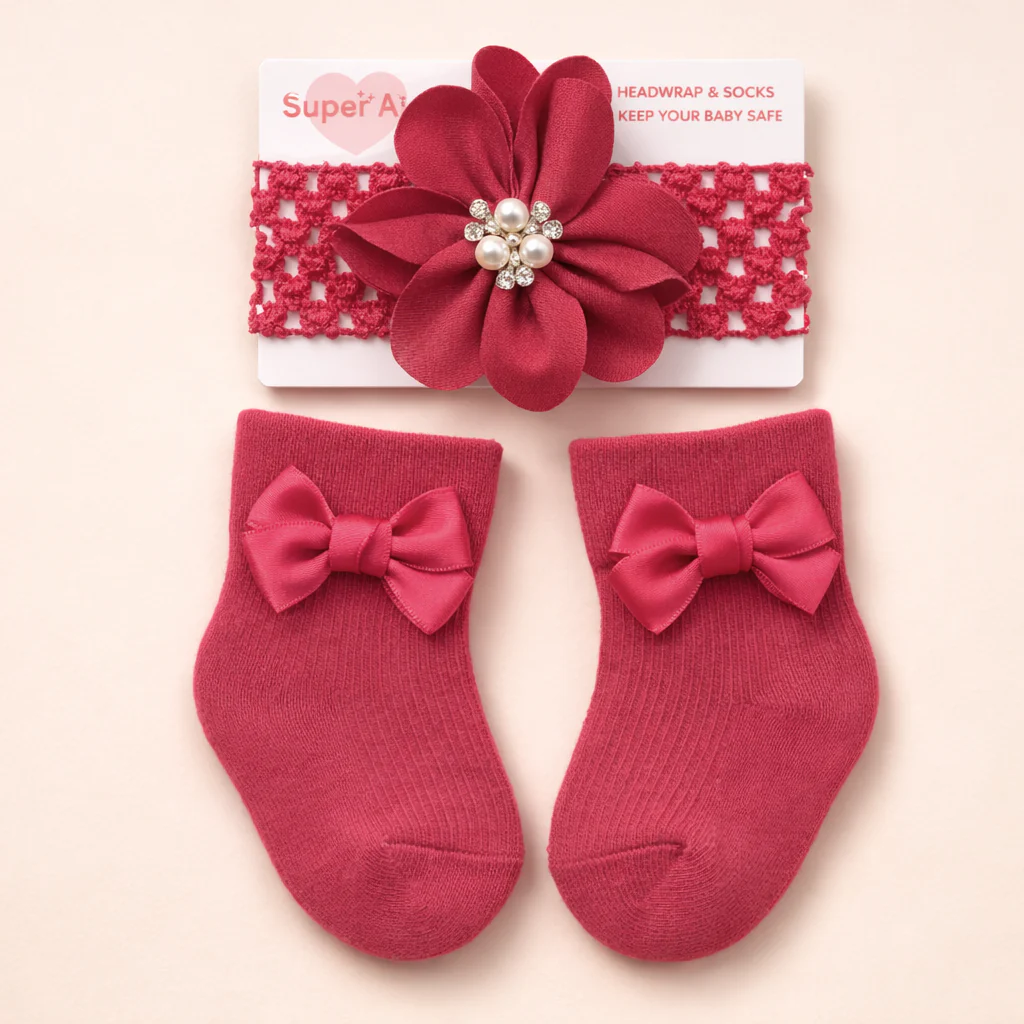Baby Girl Headband & Sock Set Pink - Topse