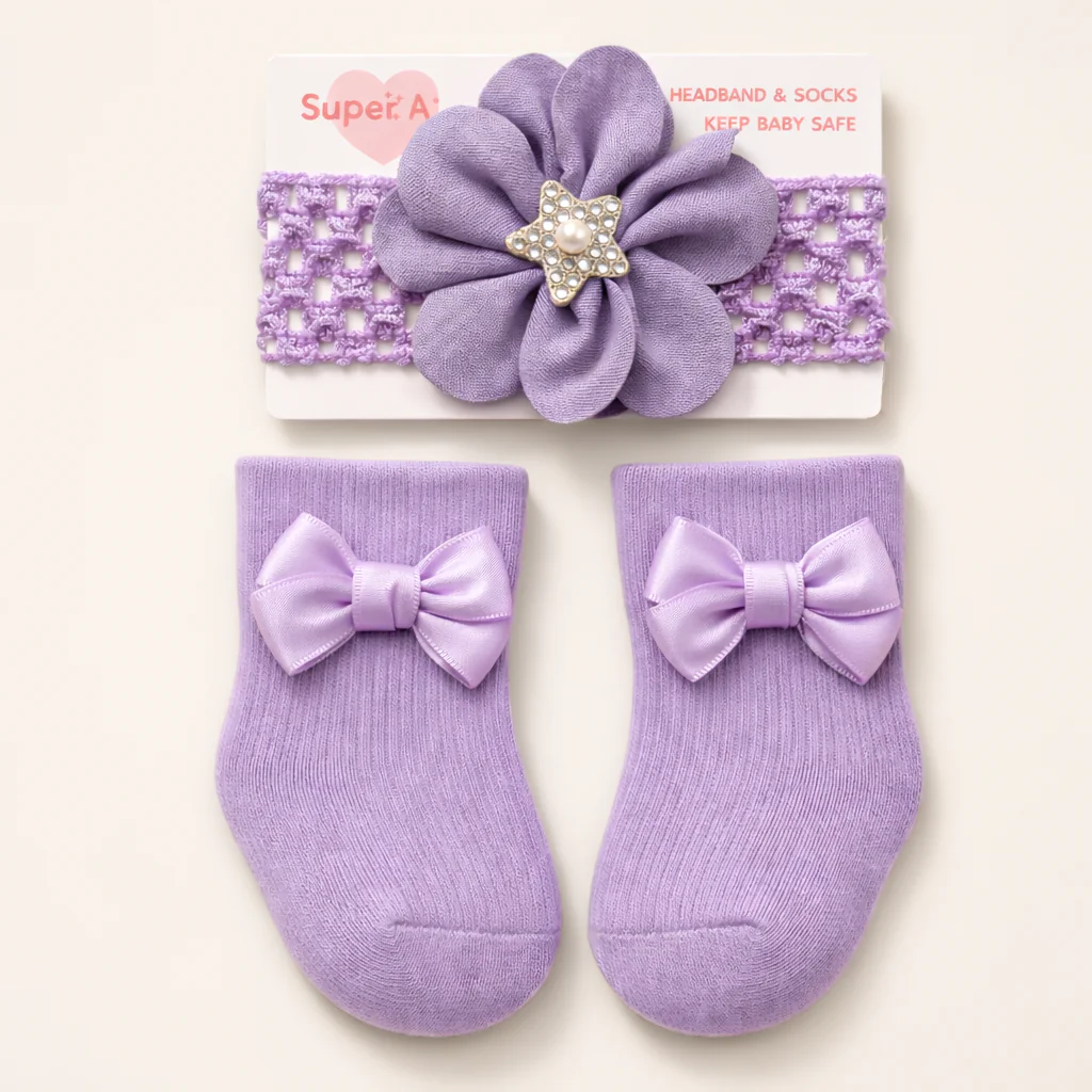 Baby Girl Headband & Sock Set Purple - Topse