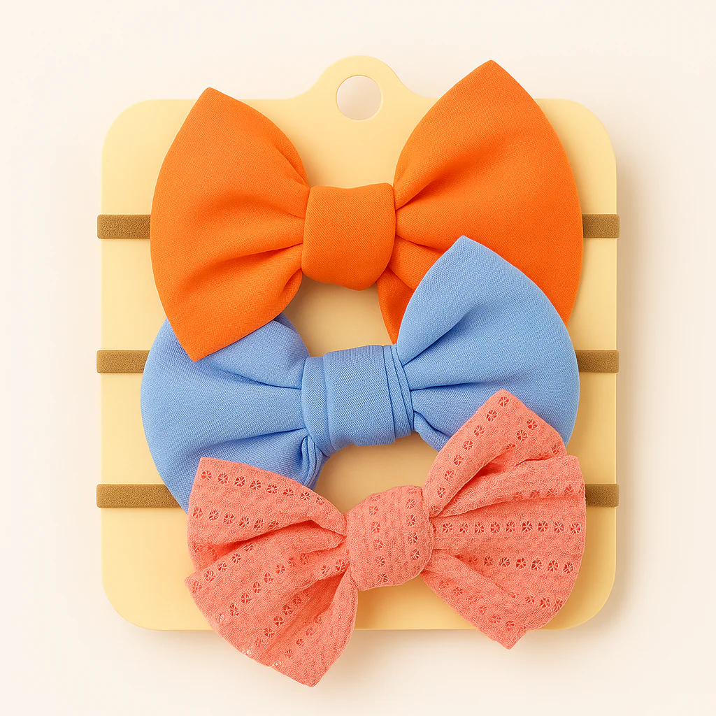 Baby Girl Headbands Pack Of 3 Orange & Peach - Sunshine