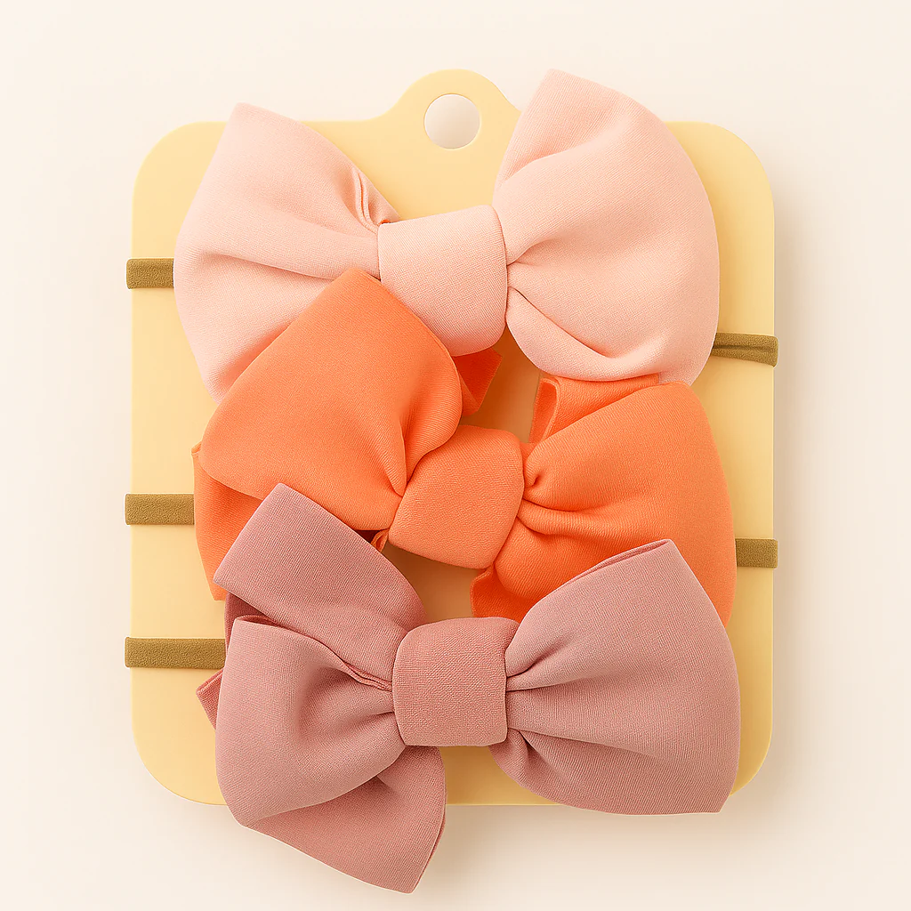 Baby Girl Headbands Pack Of 3 Orange & Pink - Sunshine