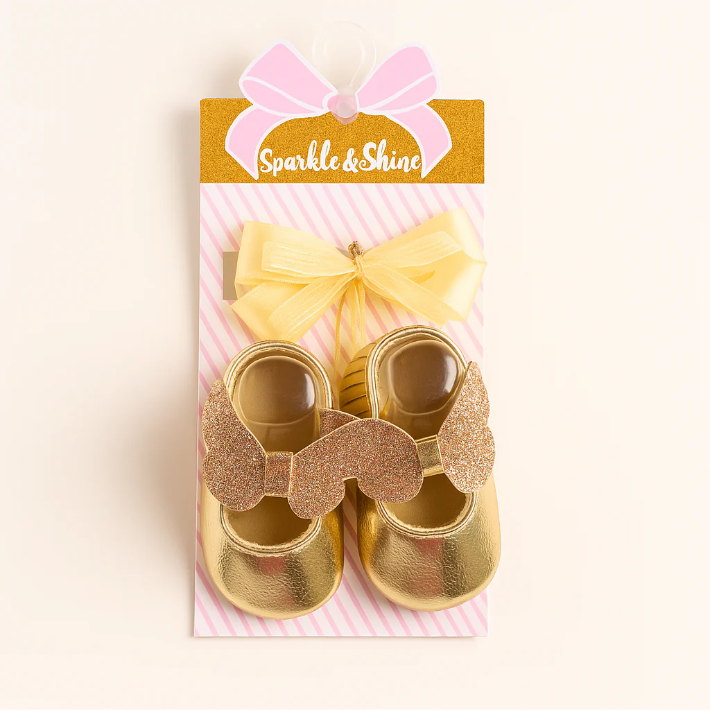 Baby Girl Sandals & Headband Set Golden Batterfly - Sunshine