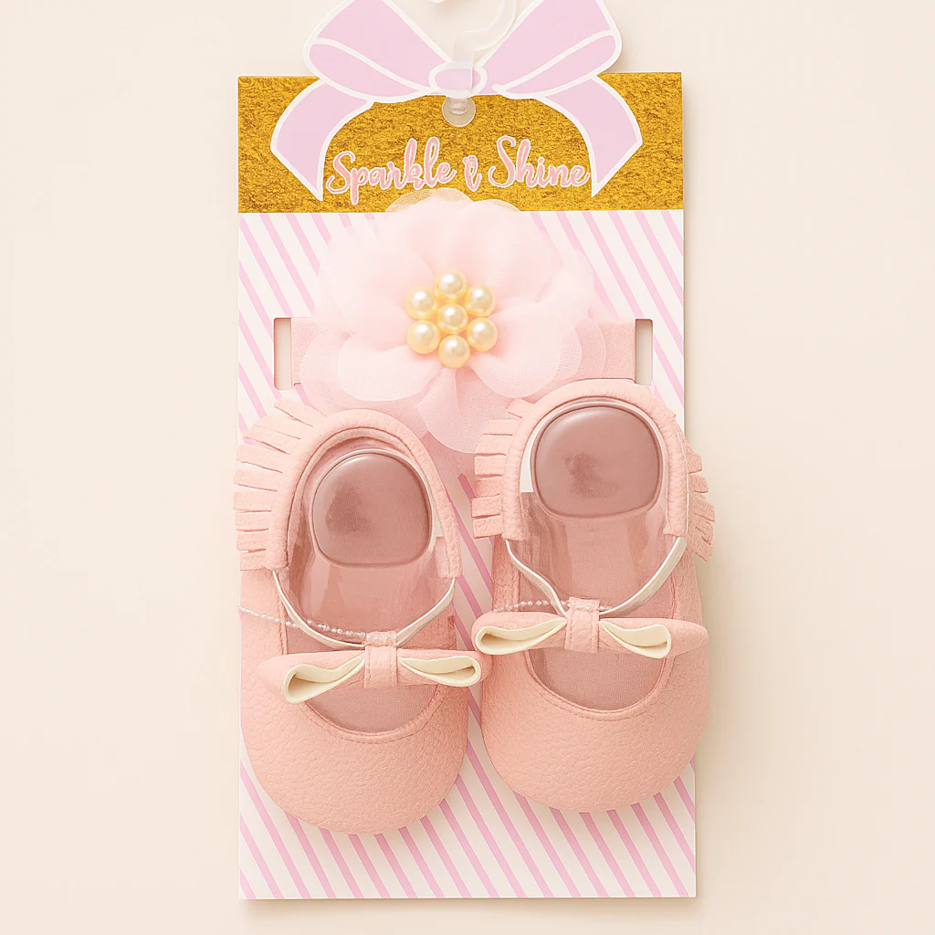 Baby Girl Sandals & Headband Set Pink - Sunshine