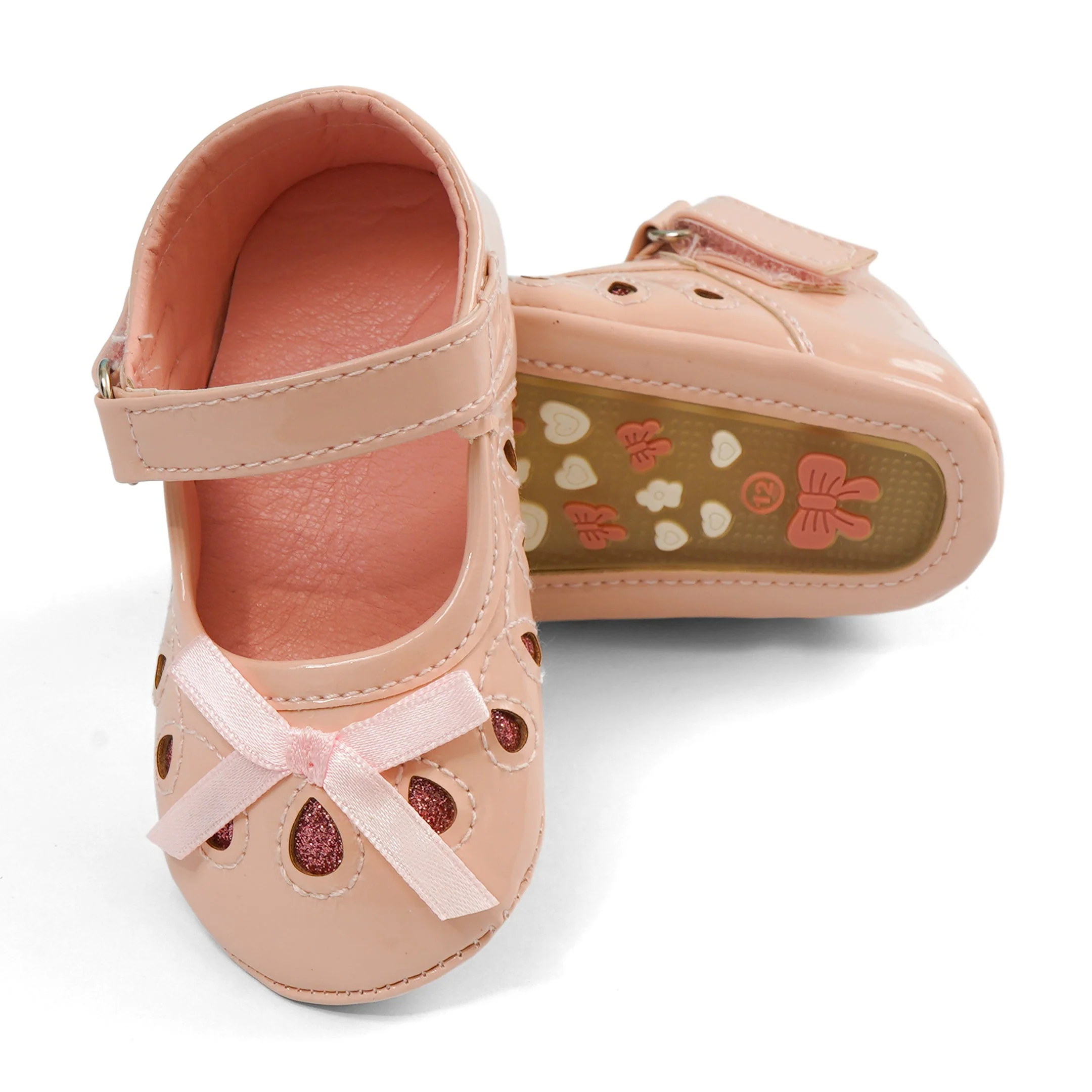 Baby Girl Sandel Bow Shiny Pink - Sunshine - Image 2
