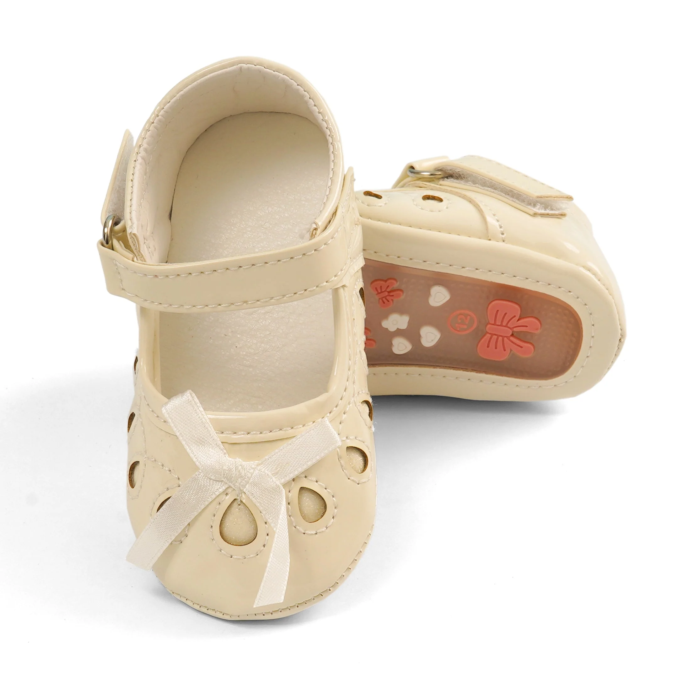 Baby Girl Sandel Bow Shiny White - Sunshine - Image 2
