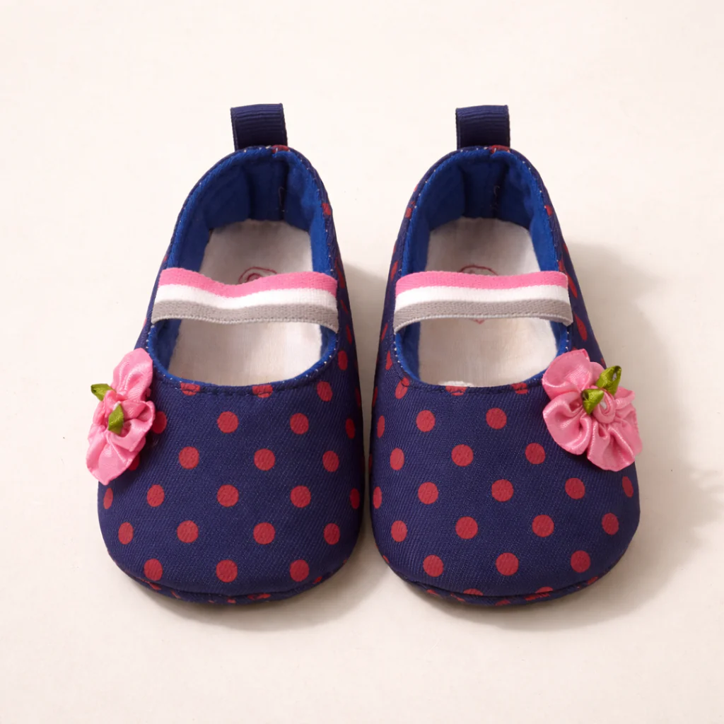 Baby Girl Shoes Polka Dots Navy Blue - Topse