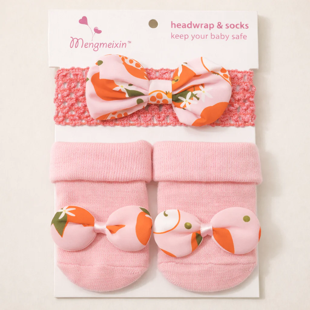 Baby Girls Socks & Headband Set Peach - Sunshine