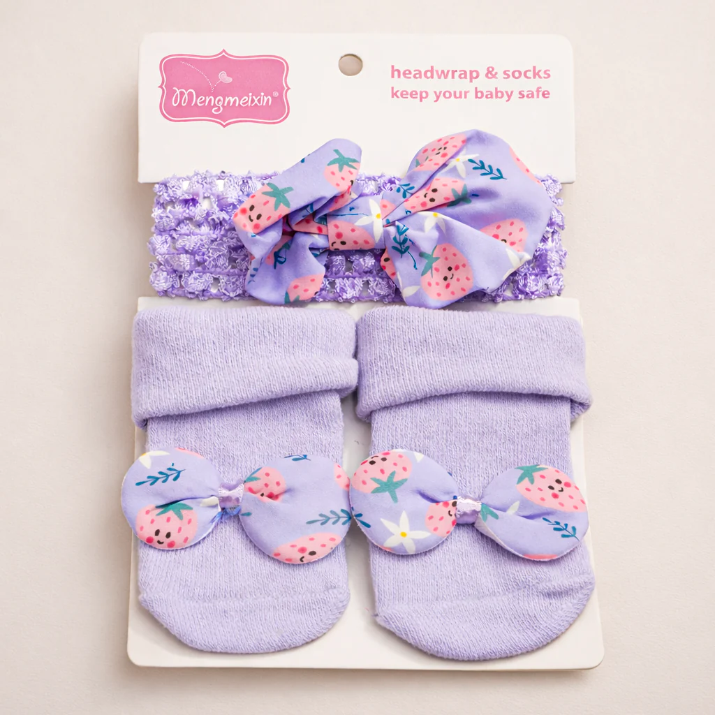 Baby Girls Socks & Headband Set Purple - Sunshine