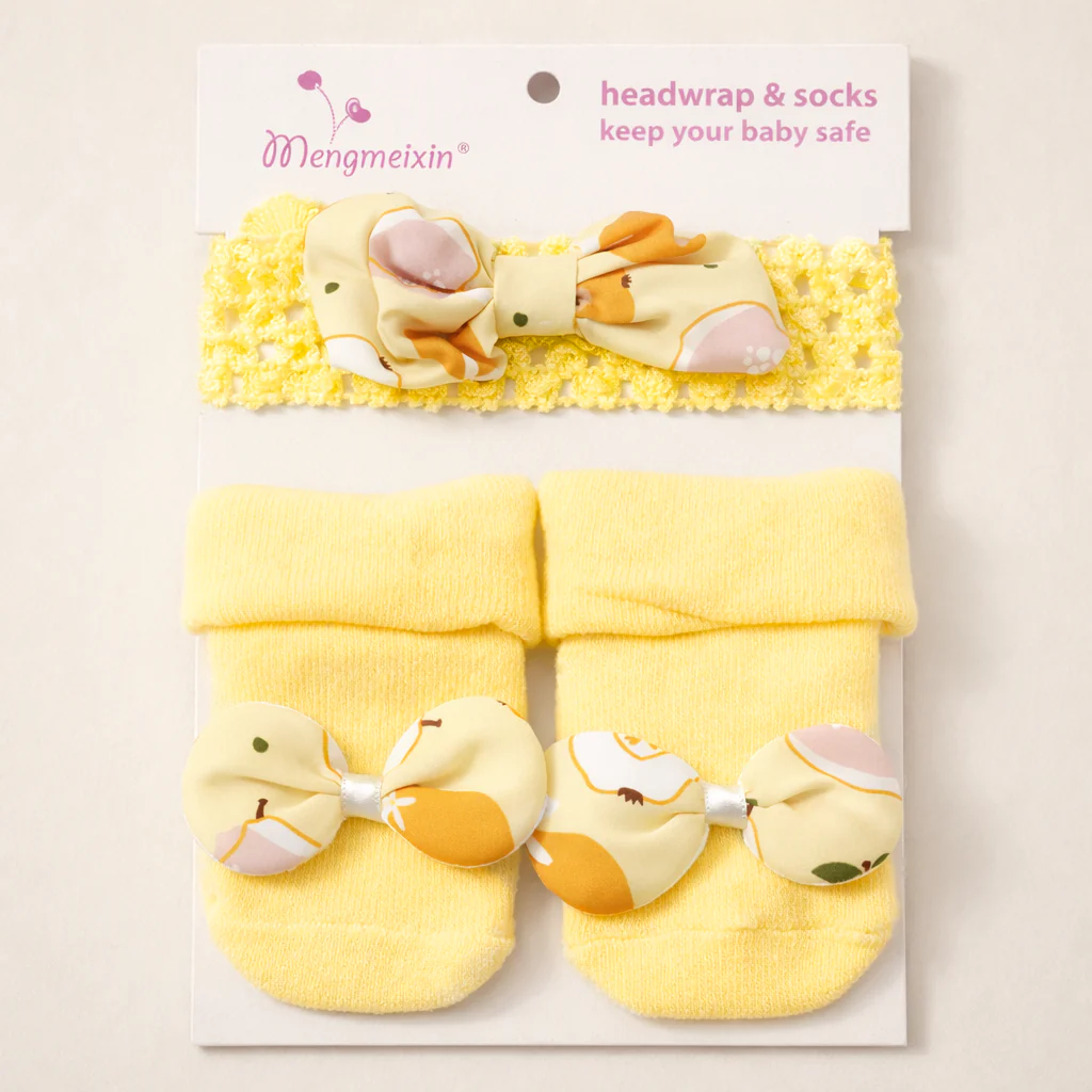Baby Girls Socks & Headband Set Yellow - Sunshine