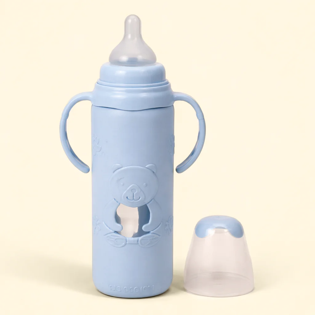 Baby Glass Feeding Bottle Blue 240Ml - Sunshine - Image 2