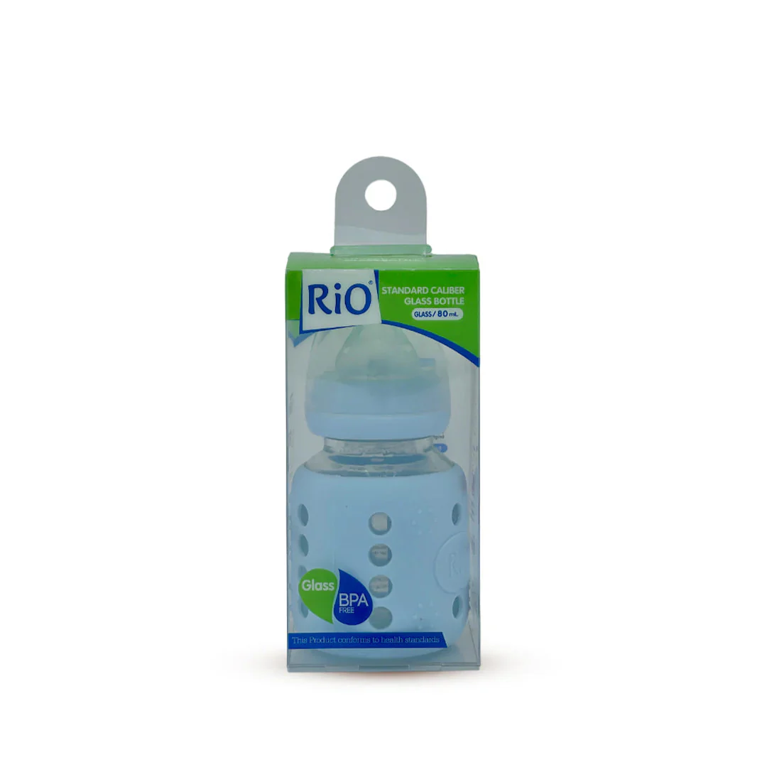 Baby Glass Feeding Bottle Blue 80Ml Rio - Sunshine - Image 2