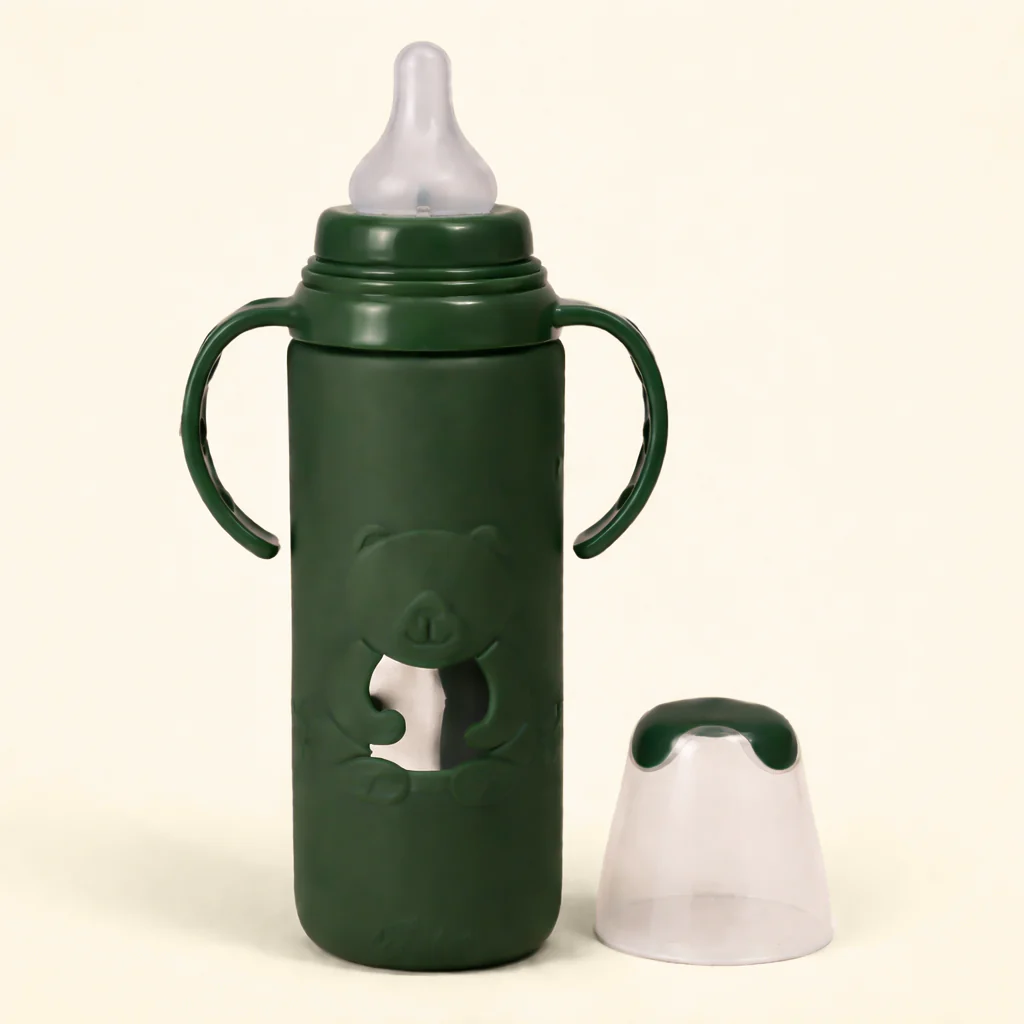 Baby Glass Feeding Bottle Green 240Ml - Sunshine - Image 2