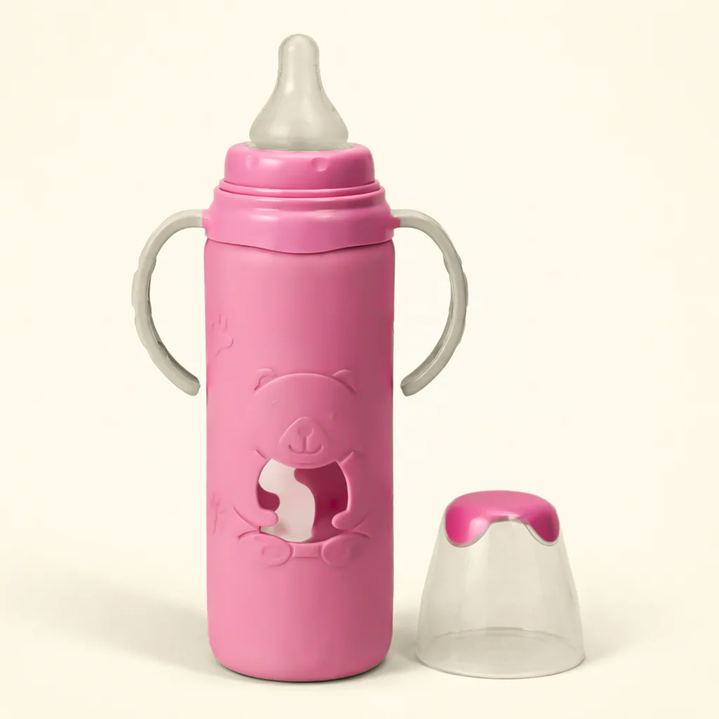 Baby Glass Feeding Bottle Pink 240Ml - Sunshine - Image 2