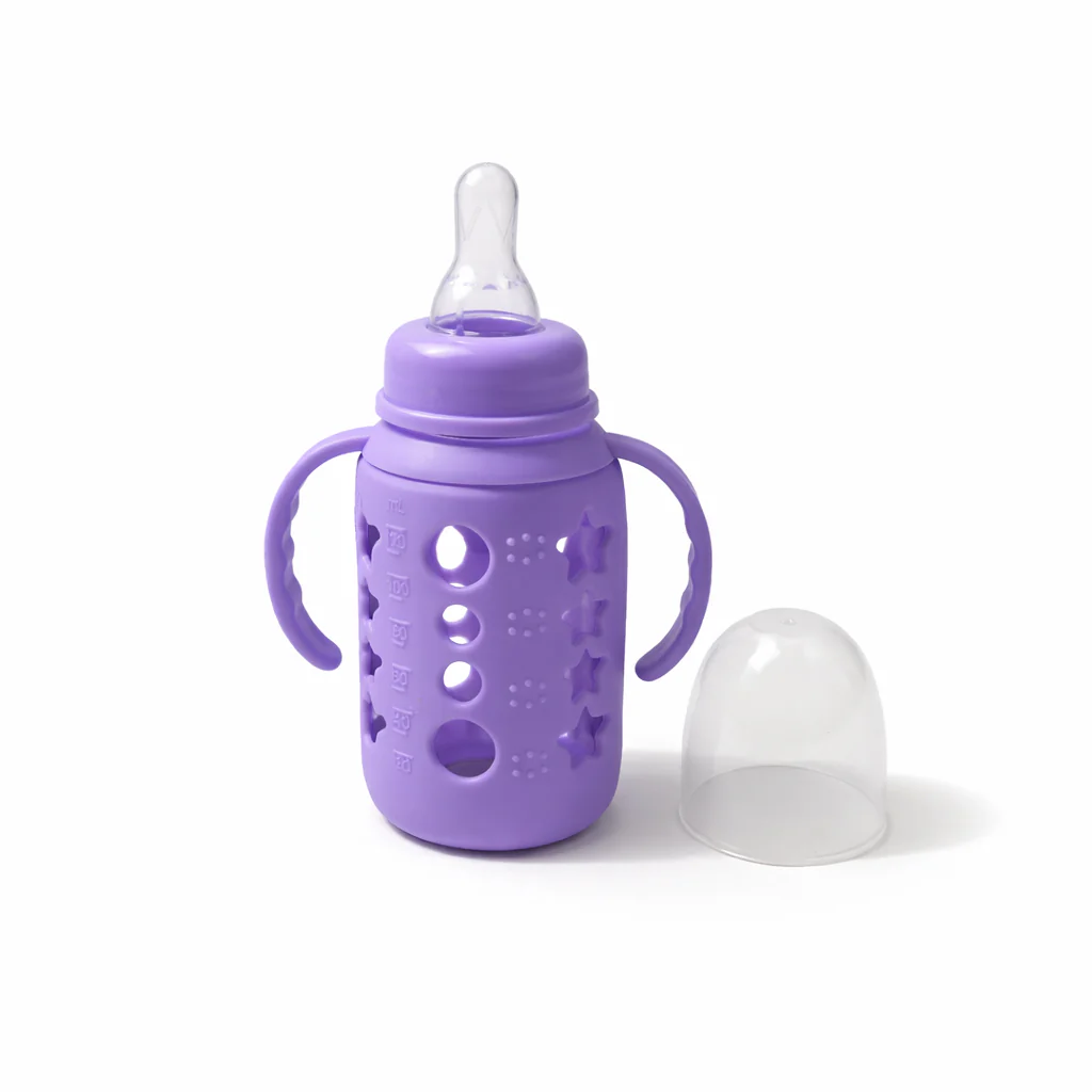 Baby Glass Feeding Bottle Purple 150Ml - Sunshine