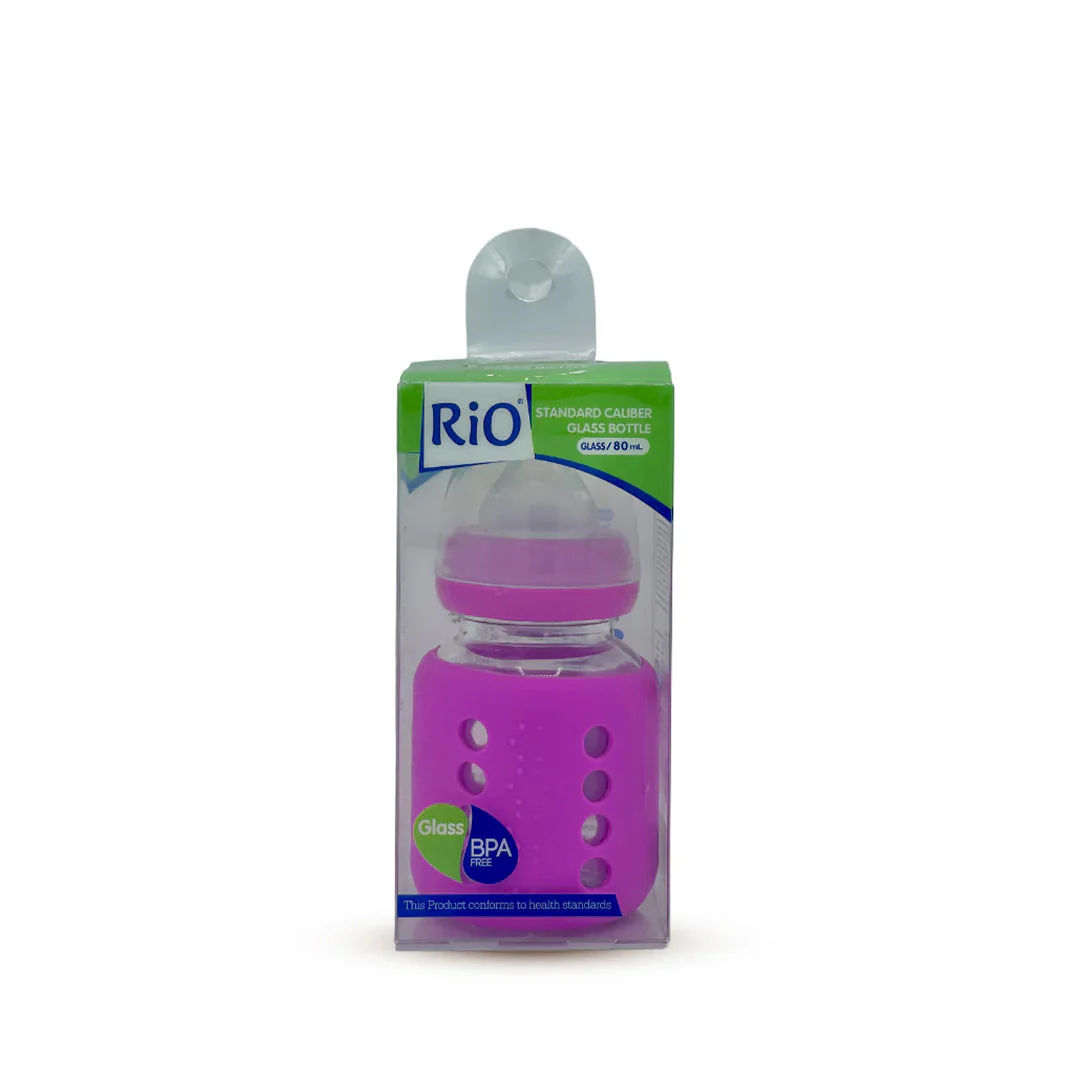 Baby Glass Feeding Bottle Purple 80Ml Rio - Sunshine - Image 2