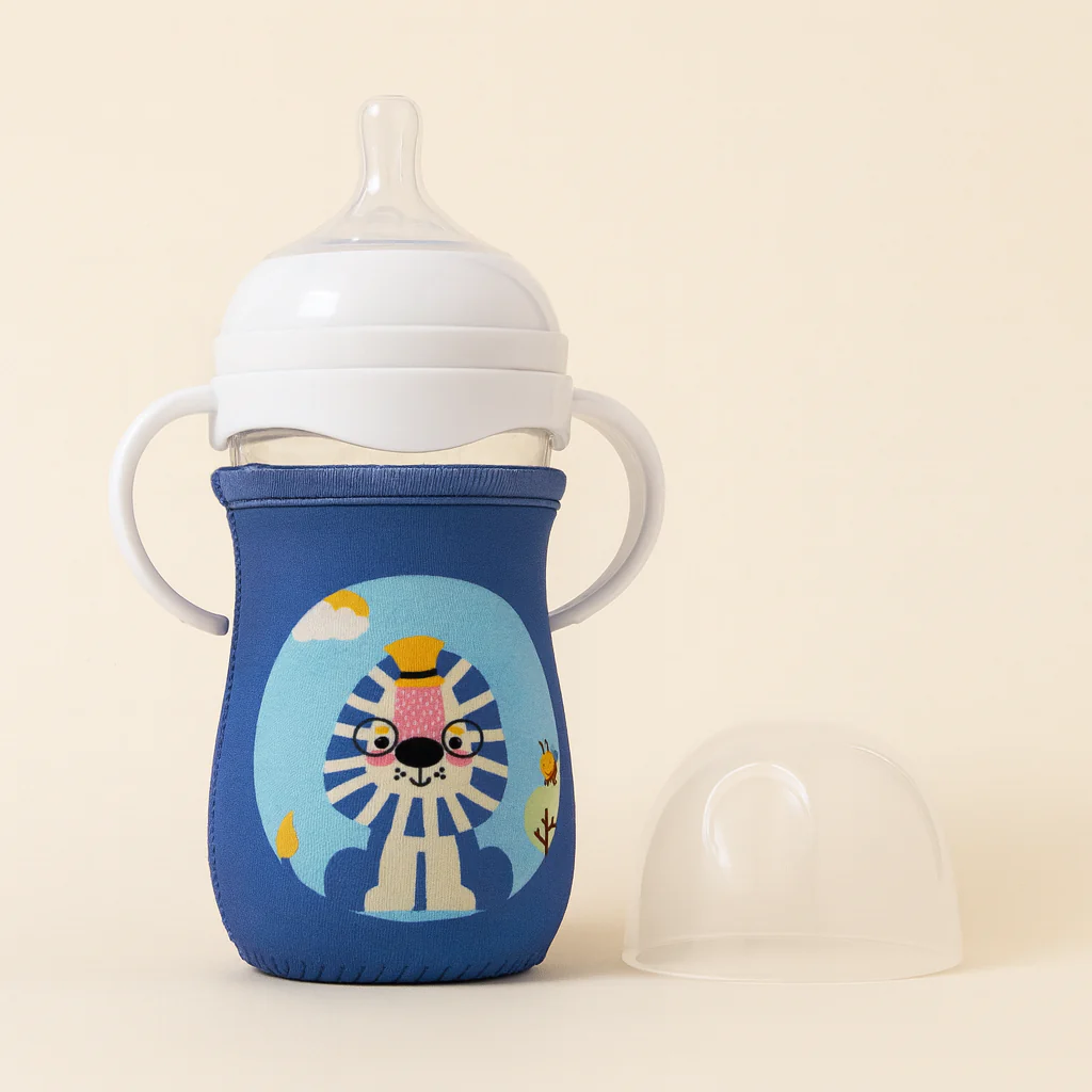 Baby Glass Feeding Bottle With Protective Sleeve Owl Blue 240Ml - Sunshine - Image 2