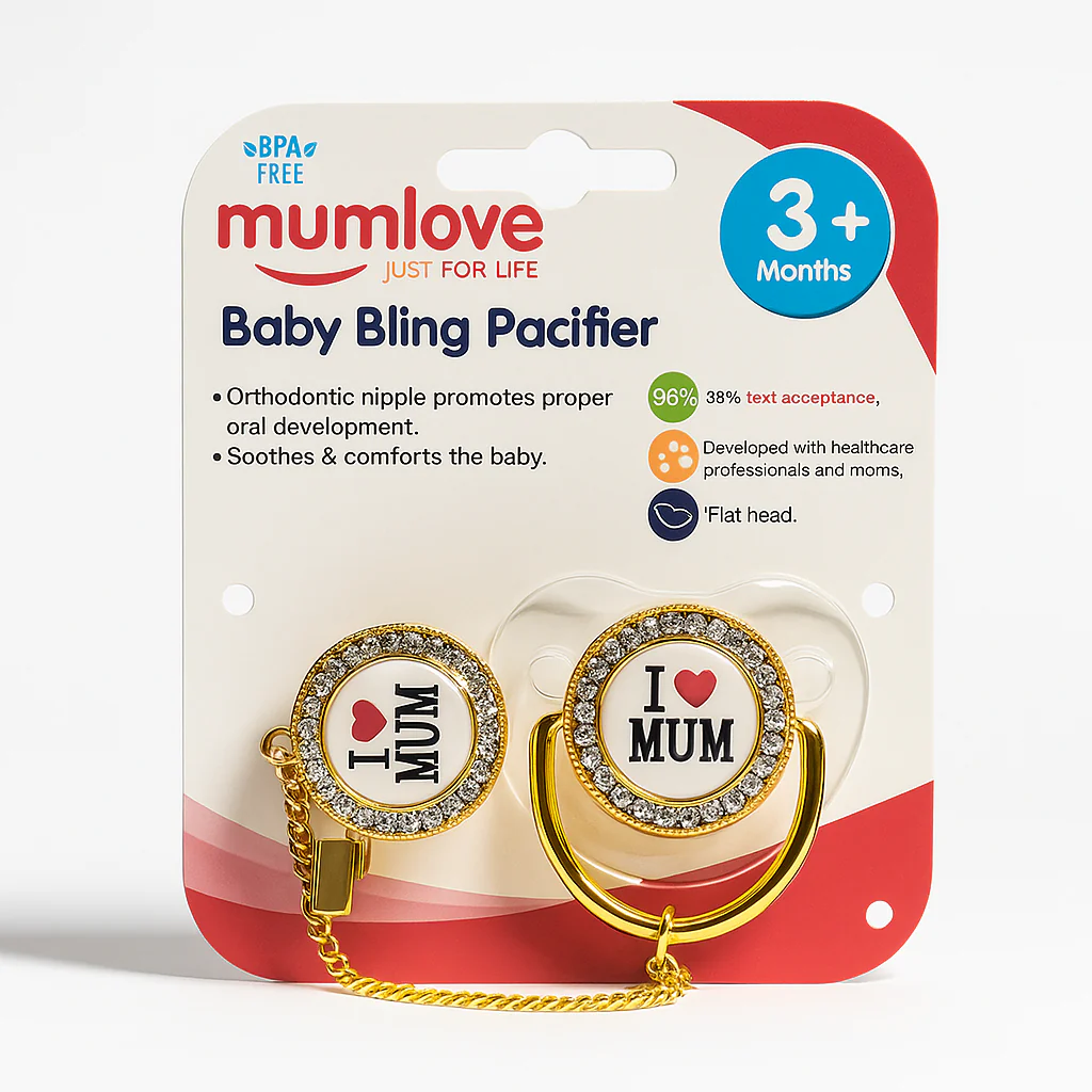 Baby Golden Pacifier I Love Mum - Sunshine