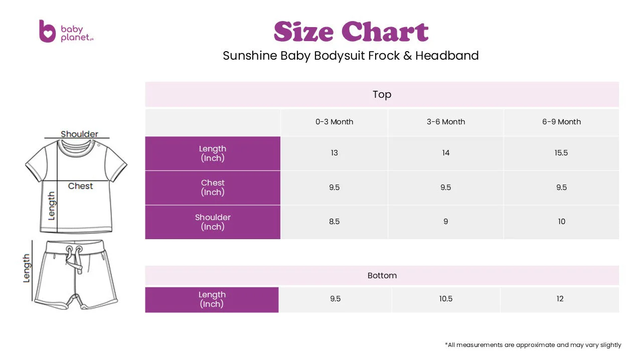 Baby Half-Sleeves Bodysuit Frock & Headband Set Pink - Sunshine - Image 5