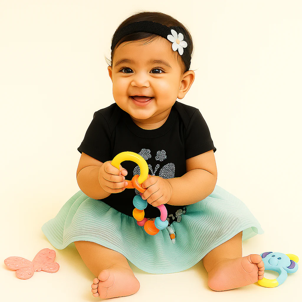 Baby Half-Sleeves Bodysuit Frock & Headband Set Sea Green - Sunshine - Image 3