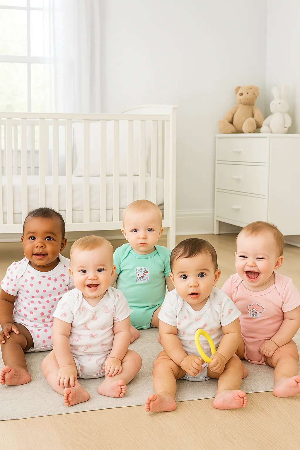 Baby Half Sleeves Bodysuit Pack Of 5 Multi Design Pink - Sunshine - Image 2
