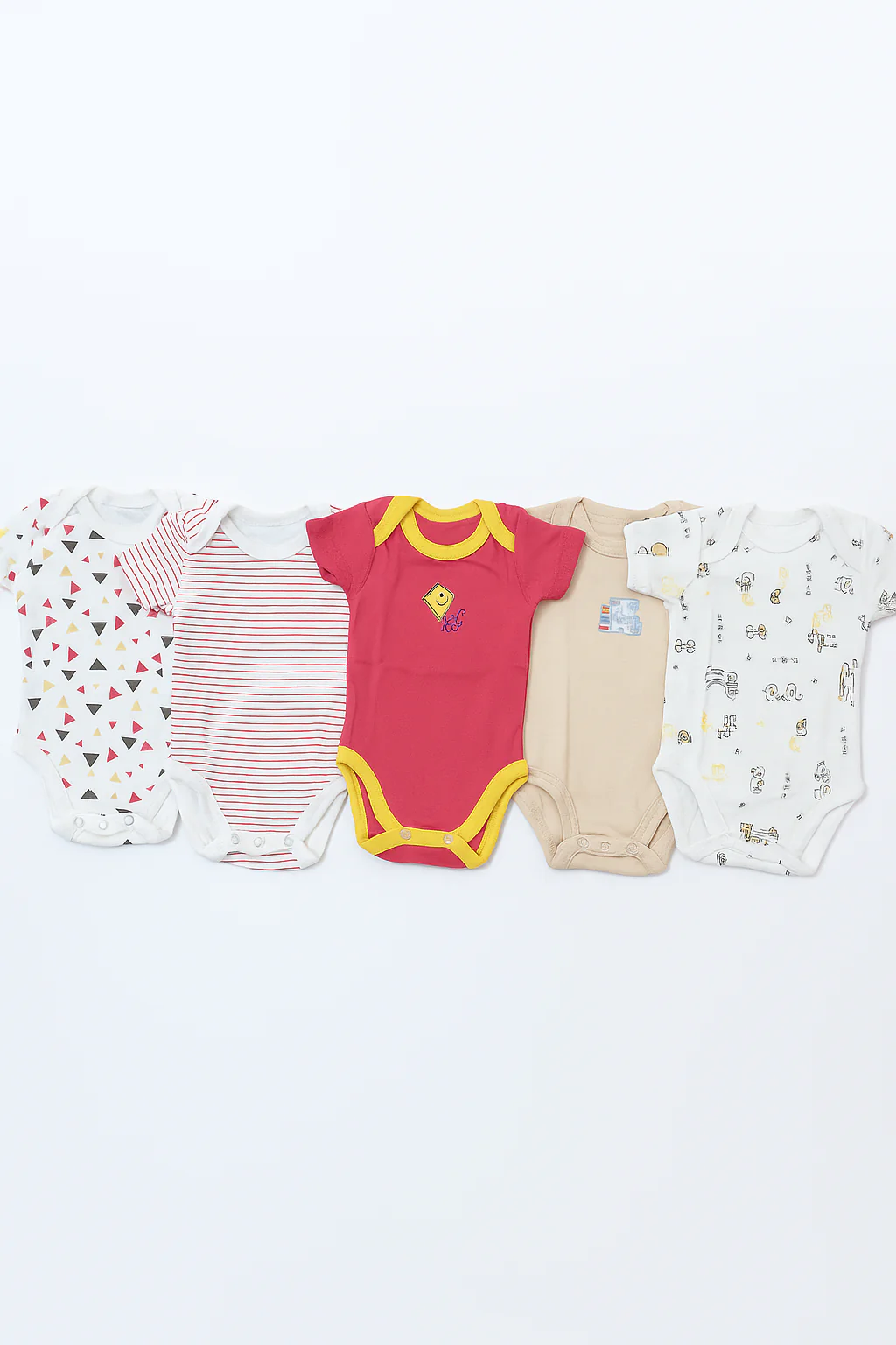 Baby Half Sleeves Bodysuit Pack Of 5 Multi Design Red - Sunshine
