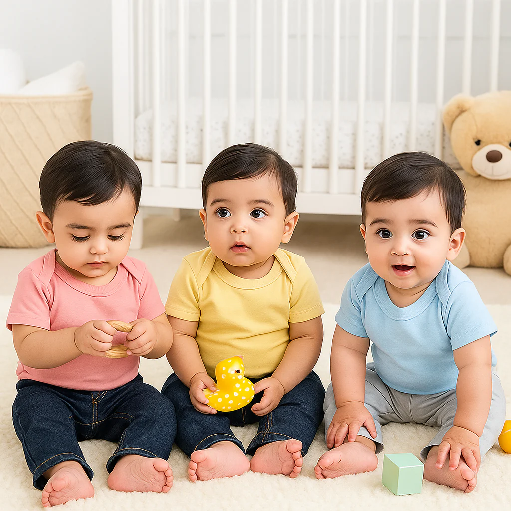 Baby Half Sleeves Vest Pack Of 3 Multicolor - Sunshine - Image 3