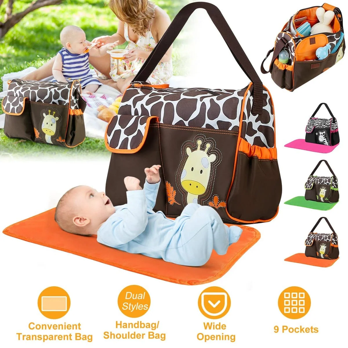 Baby Hand Carry Diaper Bag Elephant Brown - Momease - Image 8