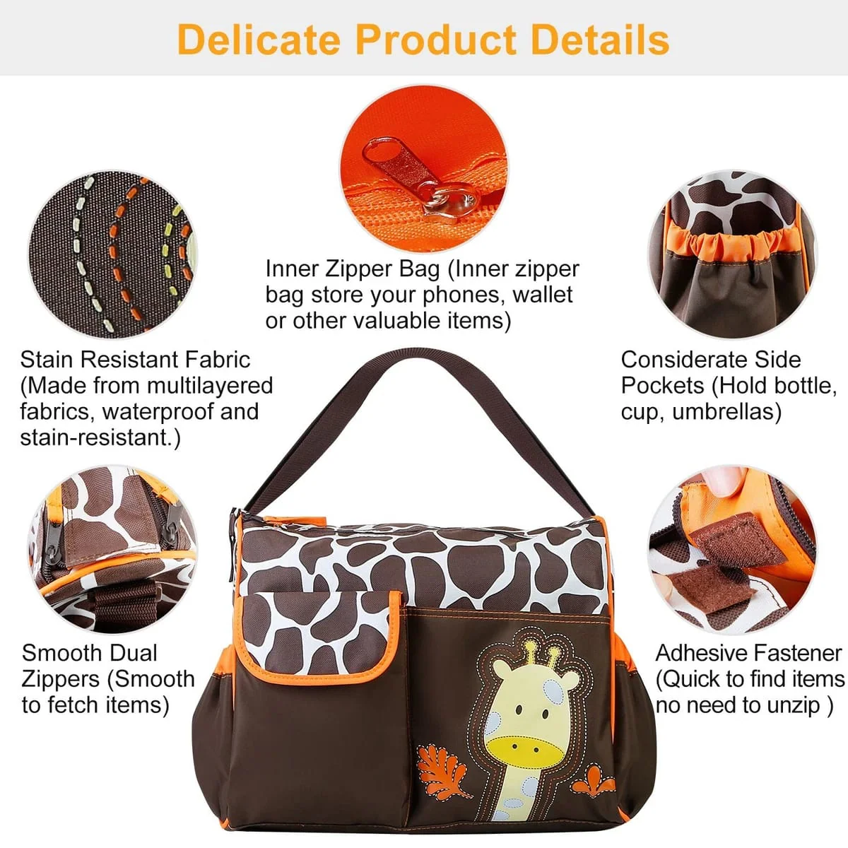 Baby Hand Carry Diaper Bag Giraffe Brown - Momease - Image 9