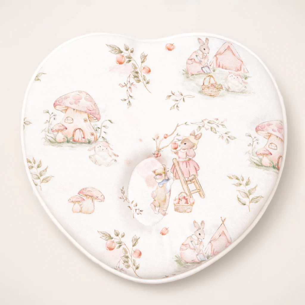 Baby Heart Shape Pillow Mushroom House White - Topse