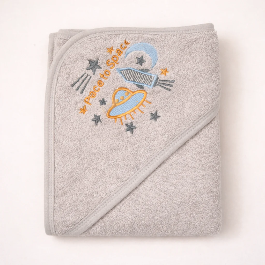 Baby Hooded Bath Towel Space Grey - Sunshine