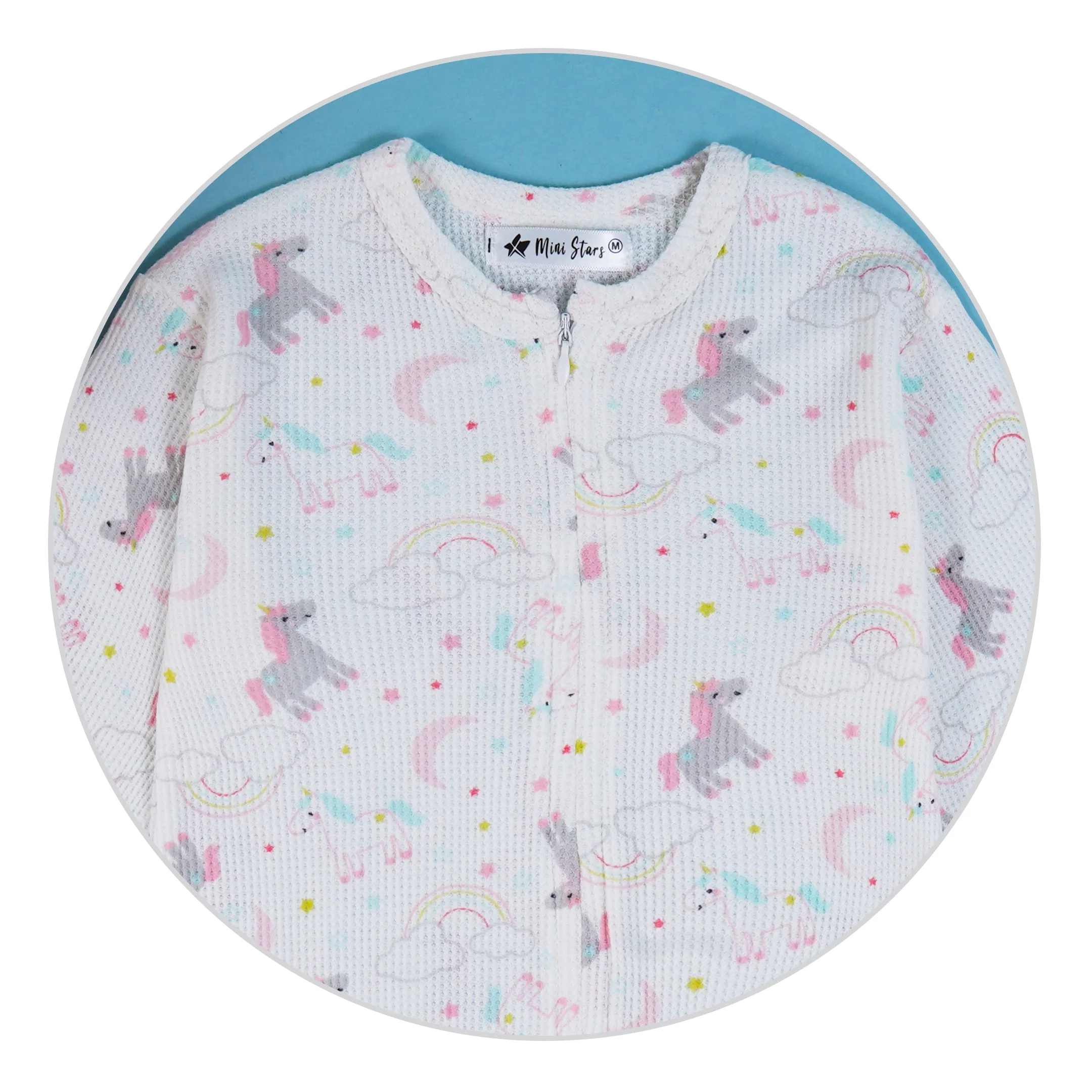 Baby Hooded Cotton Romper Unicorn Pink - Mini Charm - Image 3