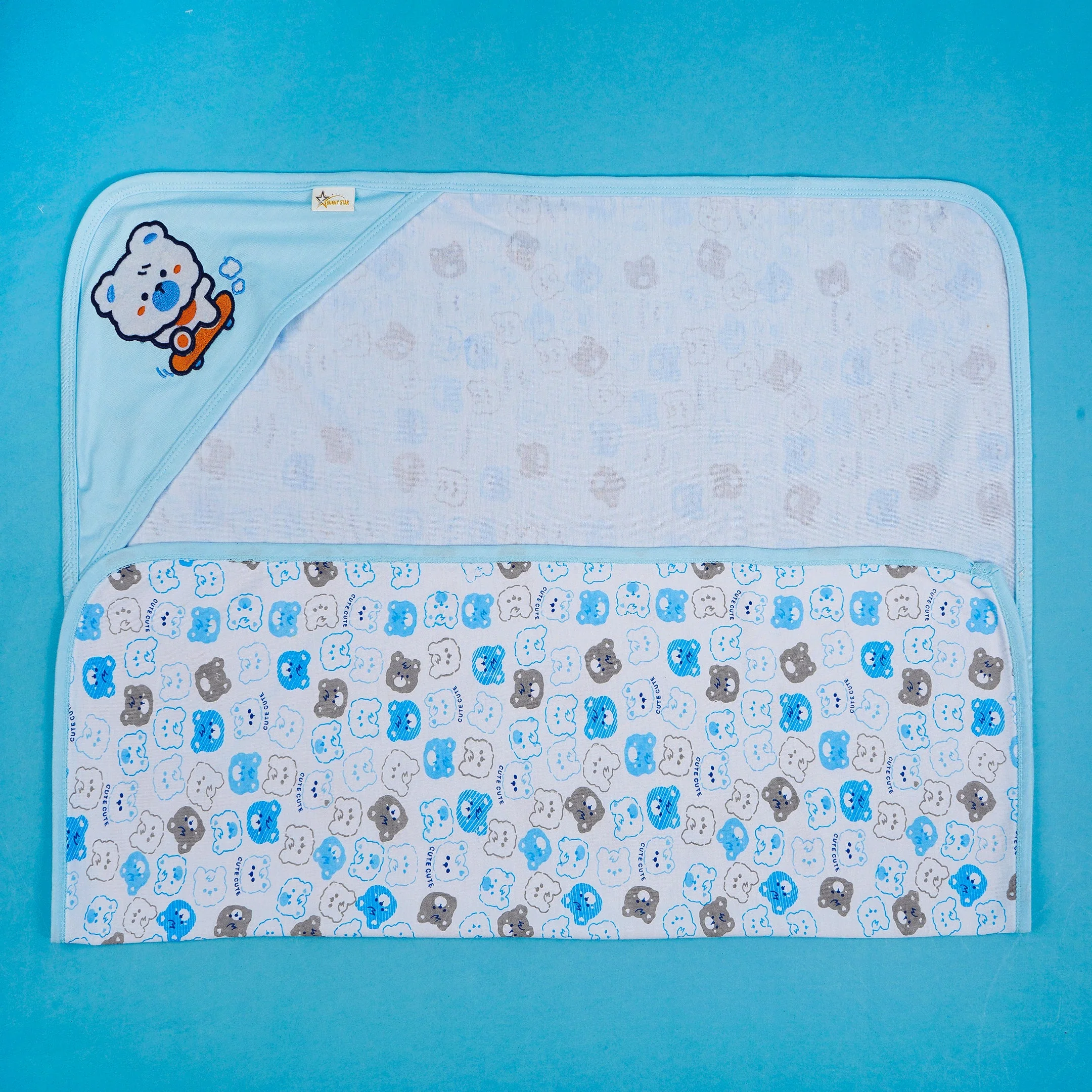 Baby Hooded Cotton Wrapping Sheet Cute Puppy Blue - Sunshine - Image 2
