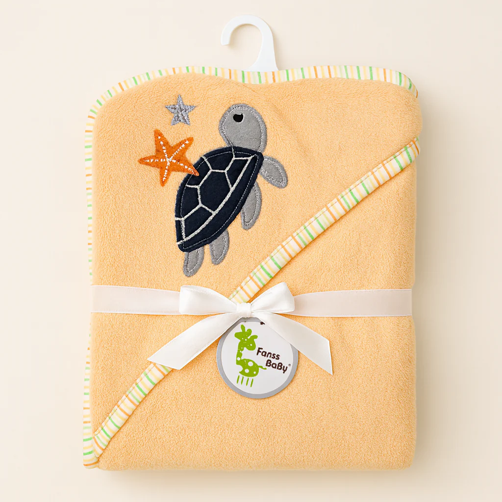 Baby Hooded Fleece Swaddle Turtle Orange - Sunshine