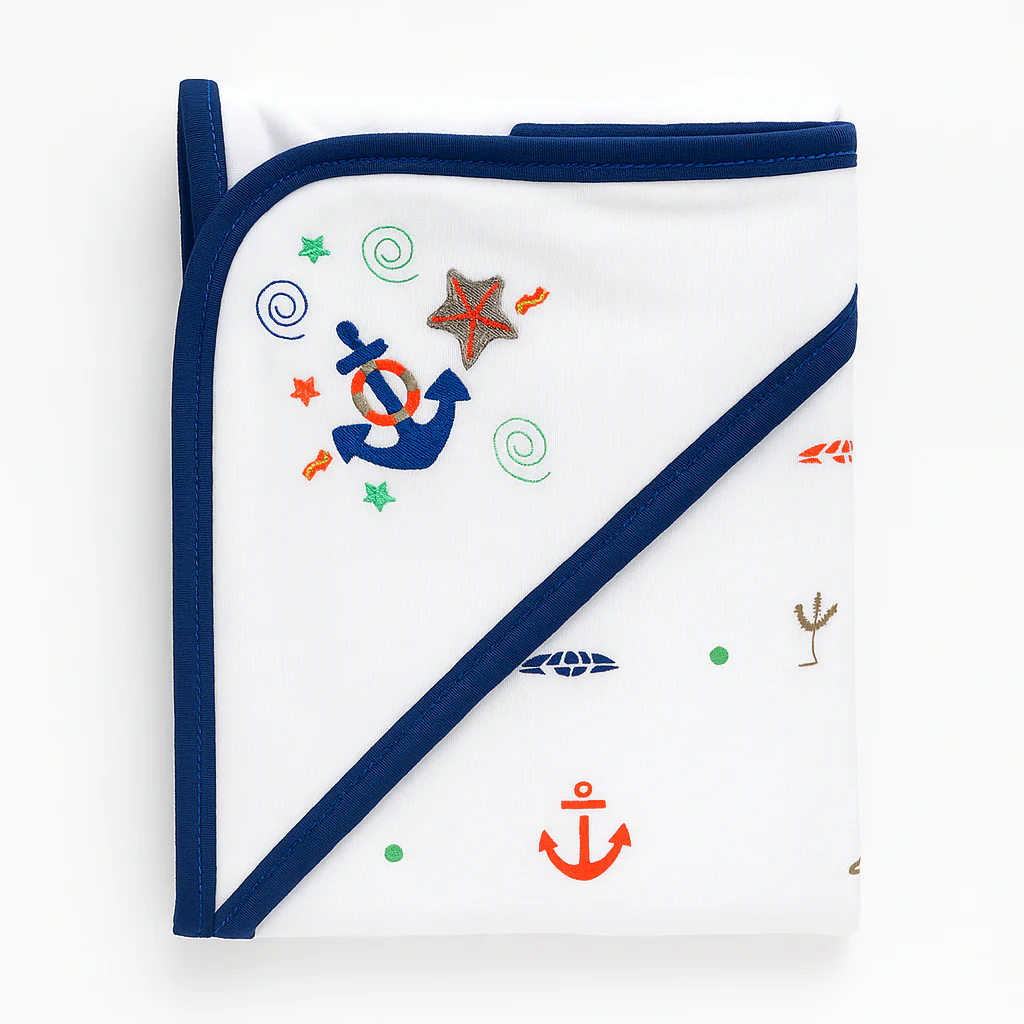 Baby Hooded Wrapping Sheet Arrow Navy Blue - Oolaa