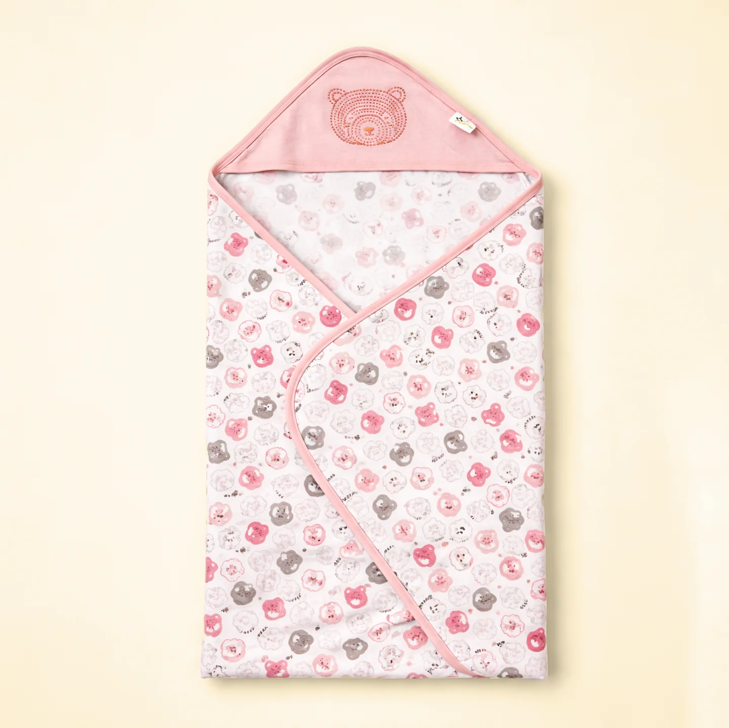 Baby Hooded Wrapping Sheet Bear Pink (34 X 36In) - Sunshine - Image 2