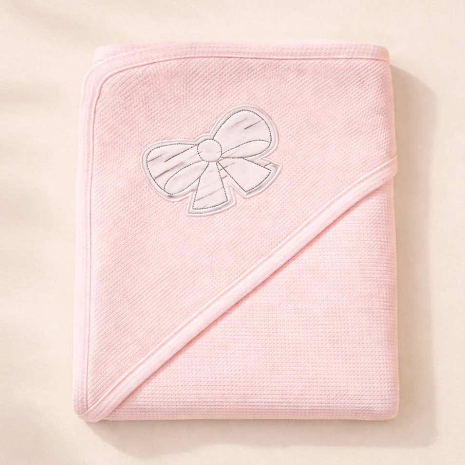 Baby Hooded Wrapping Sheet Bow Pink - Sunshine