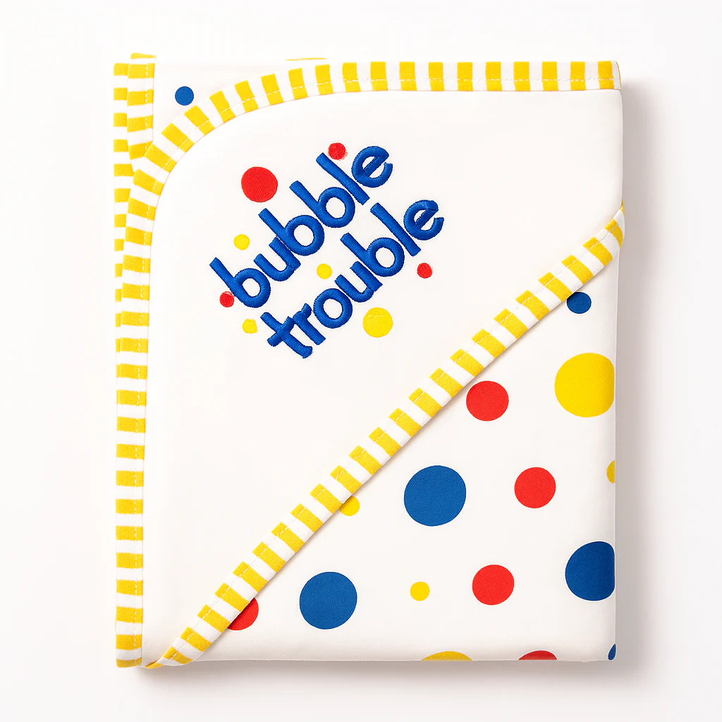 Baby Hooded Wrapping Sheet Bubble Trouble Polka Dots Yellow - Oolaa