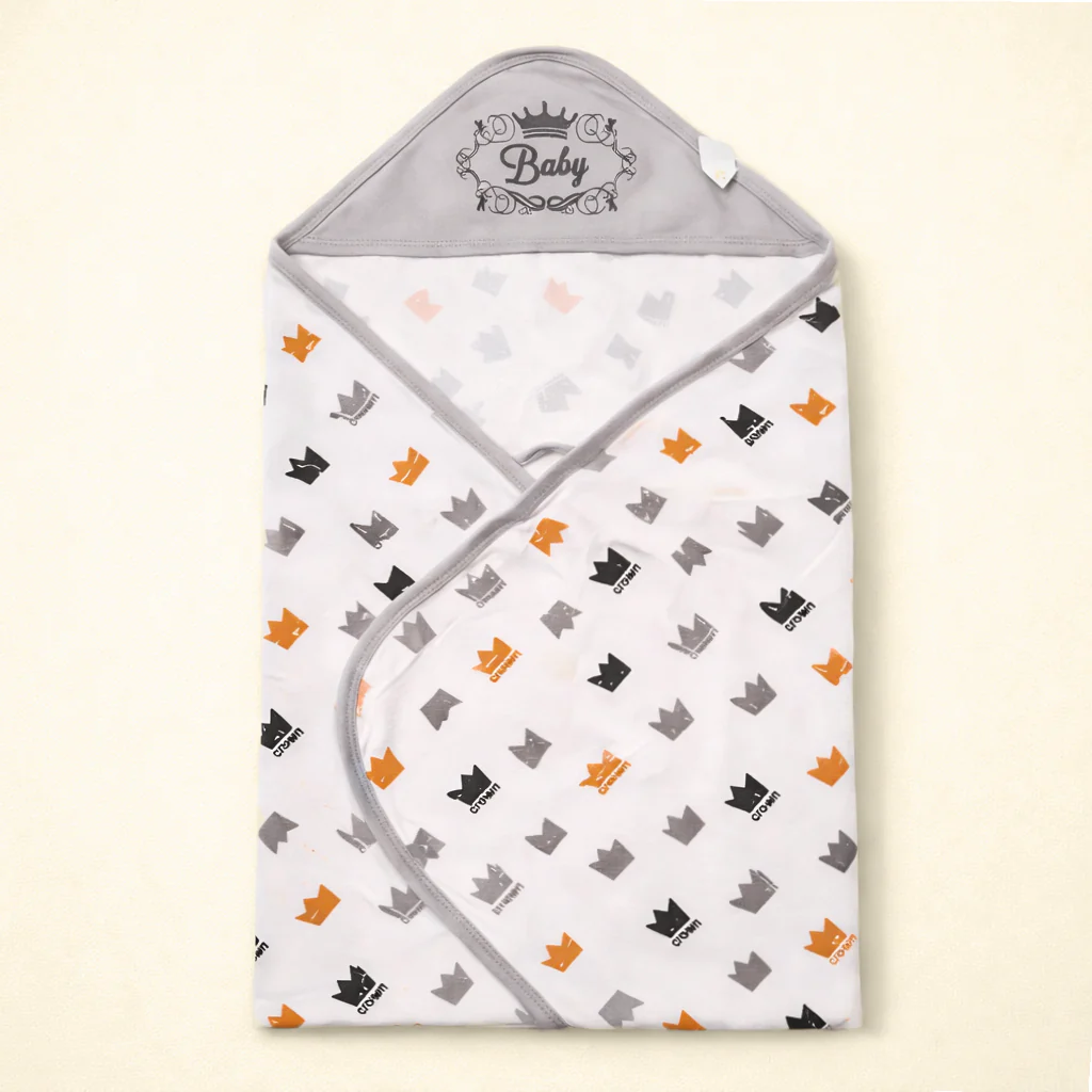 Baby Hooded Wrapping Sheet Crown Grey (34 X 36In) - Sunshine - Image 2