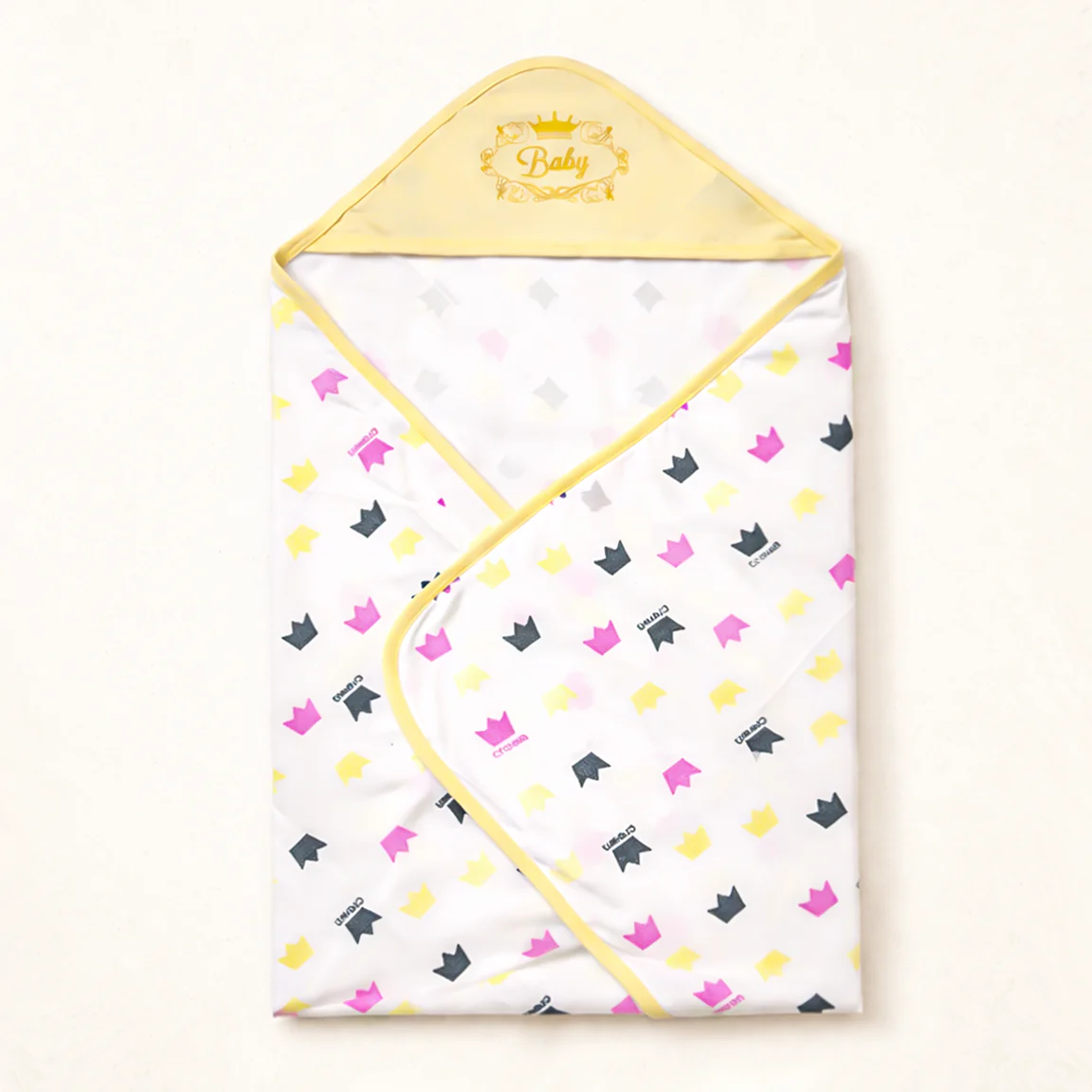Baby Hooded Wrapping Sheet Crown Yellow (34 X 36In) - Sunshine - Image 2