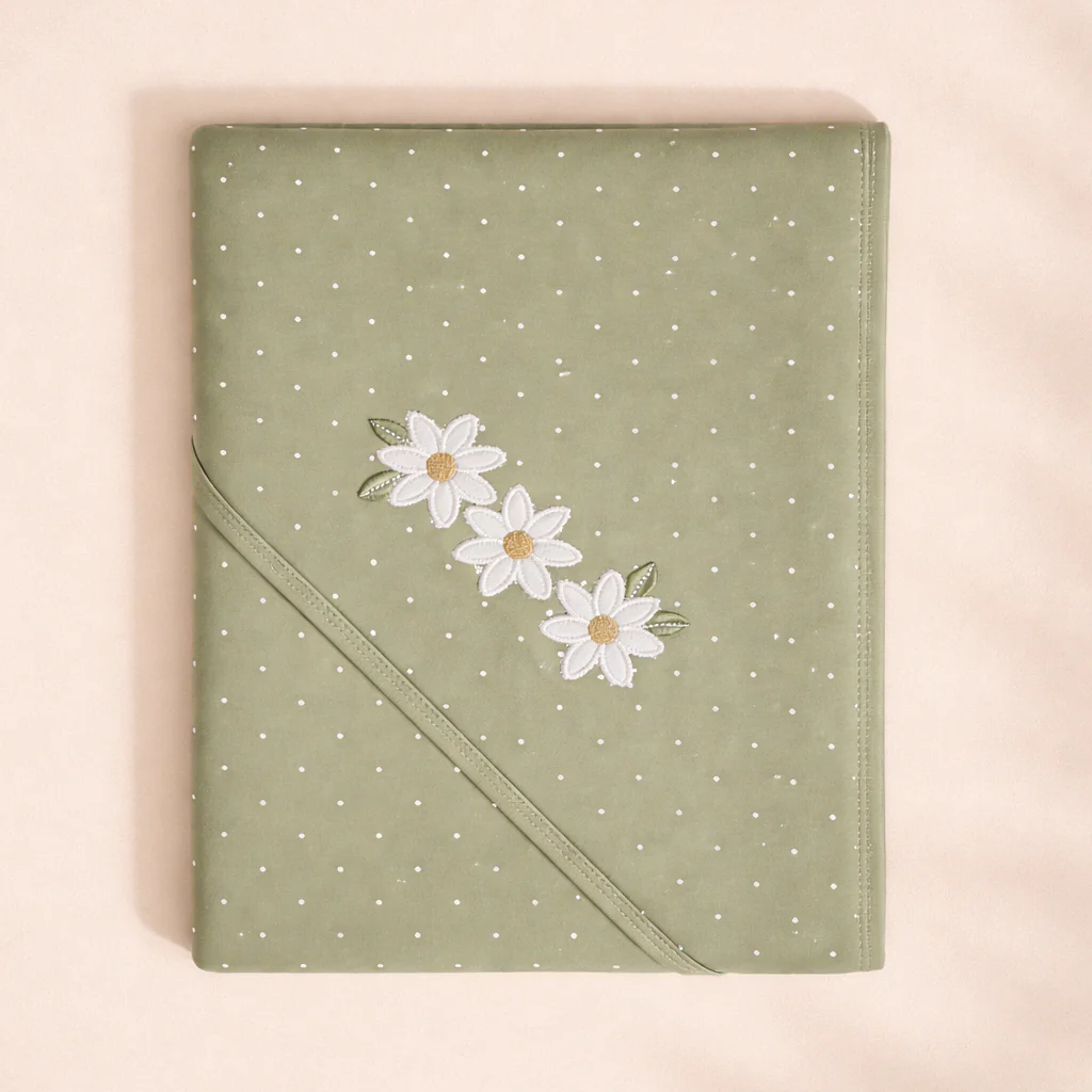 Baby Hooded Wrapping Sheet Flowers Green - Sunshine