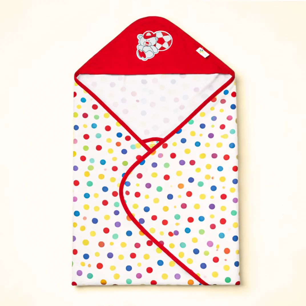 Baby Hooded Wrapping Sheet Football Bear Red - Sunshine - Image 2