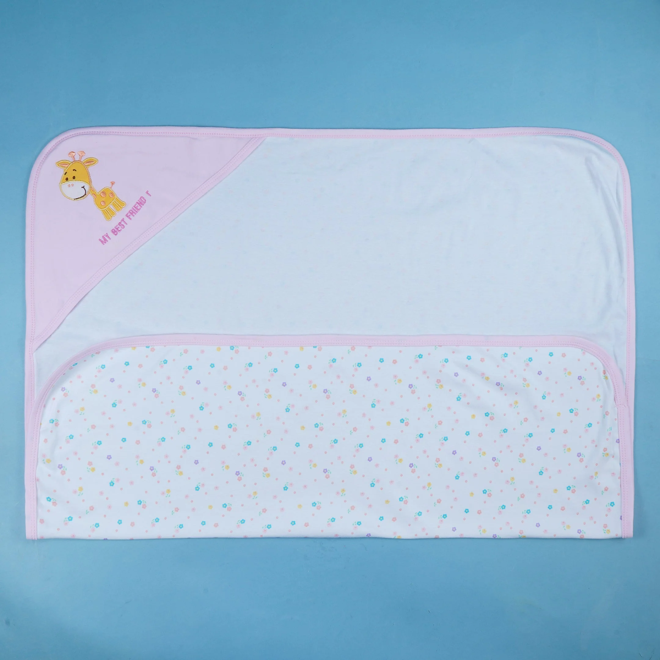 Baby Hooded Wrapping Sheet Giraffe Baby Pink - Sunshine - Image 2