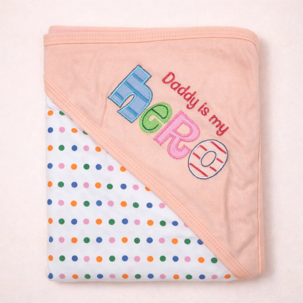 Baby Hooded Wrapping Sheet Hero Daddy Peach - Topse
