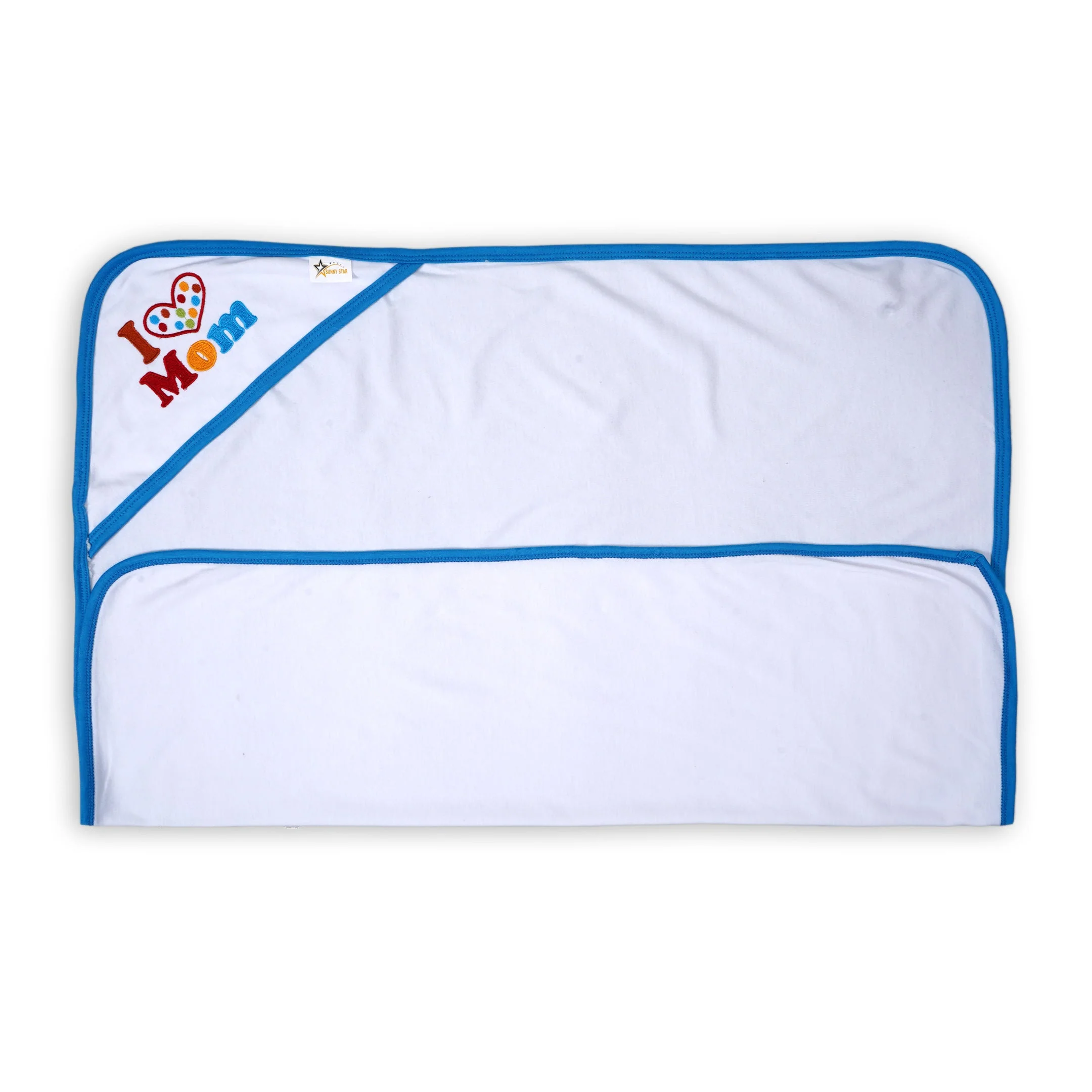 Baby Hooded Wrapping Sheet I Love Mom Blue  - Sunshine - Image 2