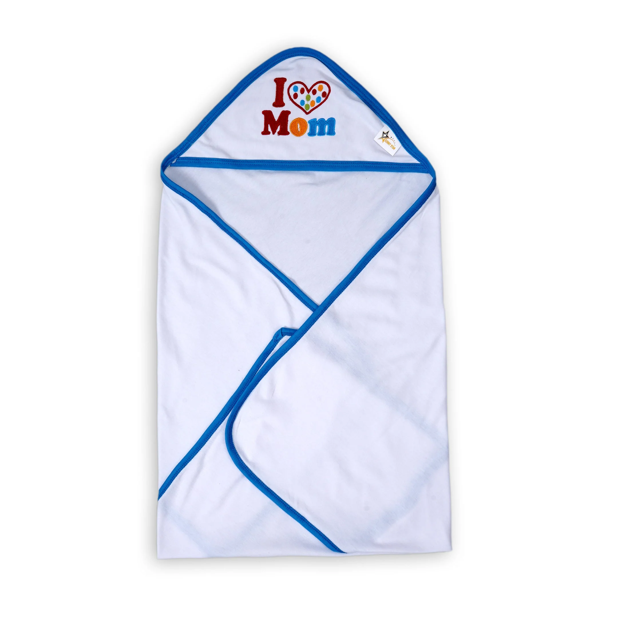 Baby Hooded Wrapping Sheet I Love Mom Blue  - Sunshine - Image 3